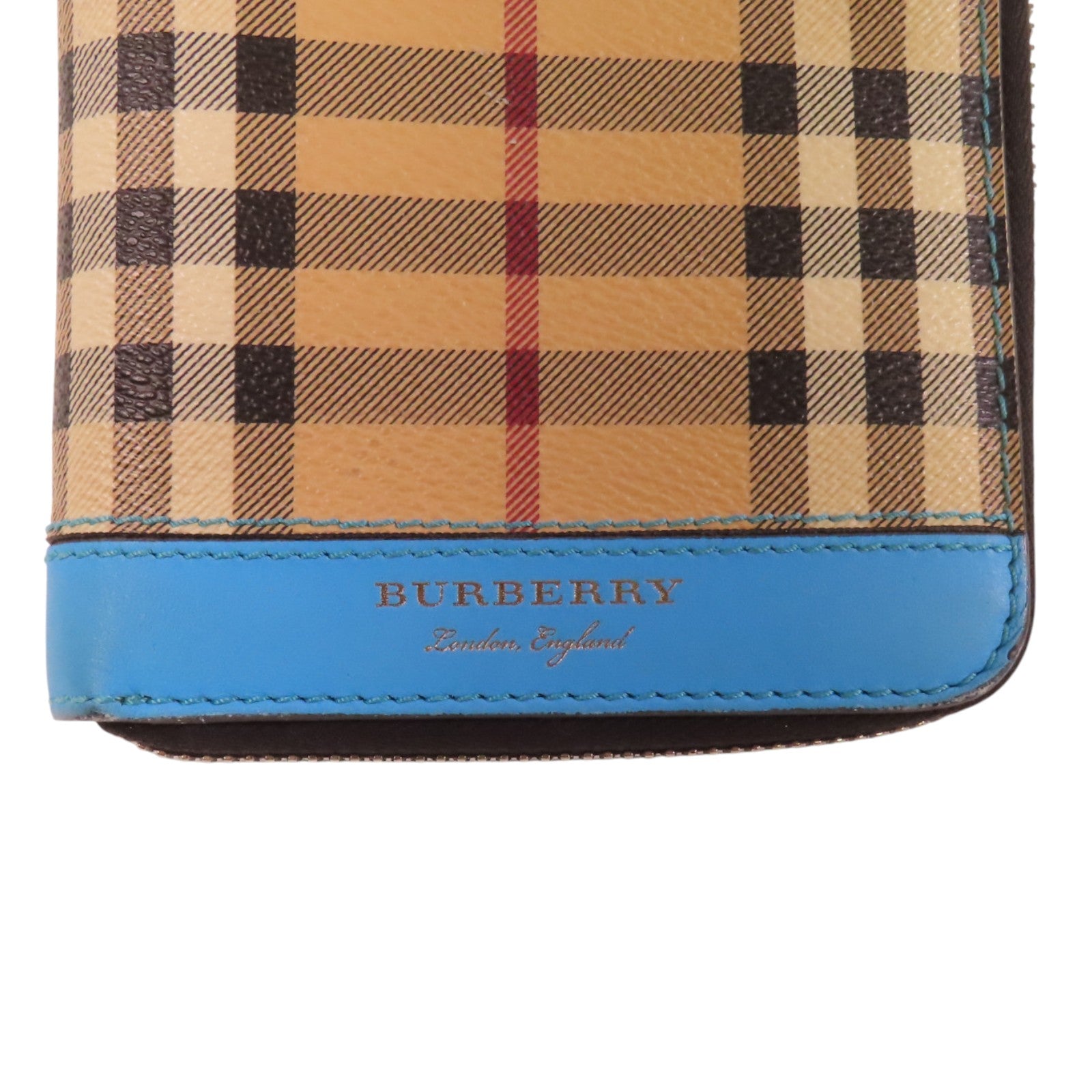 BURBERRY 塗層帆布Zipper Long Wallet銀扣拉鏈長錢包