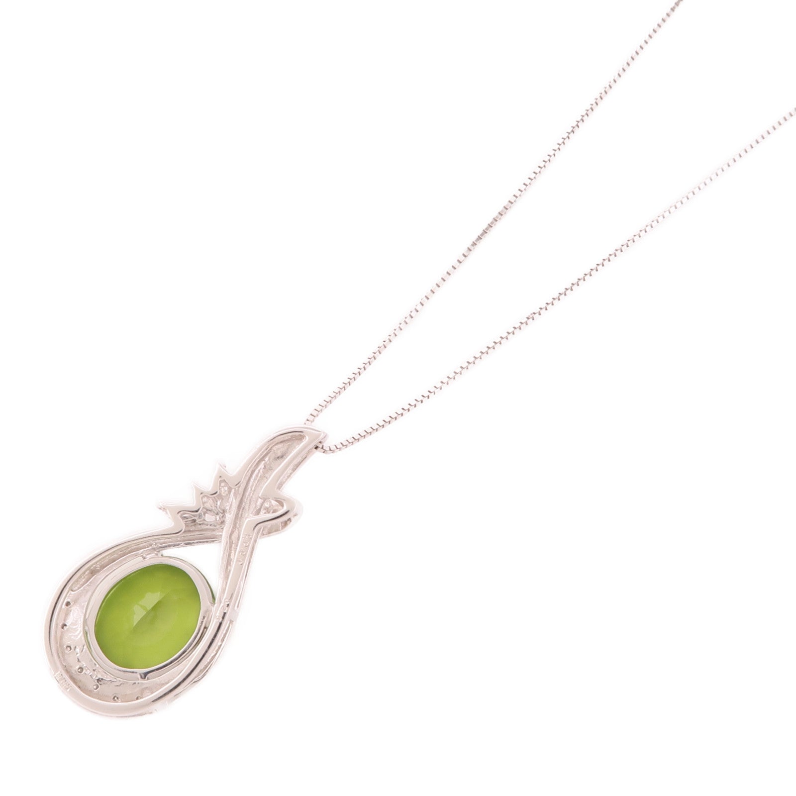 JEWELRY 【激減優惠】18K白金Peridot Necklace橄欖石/鑽石項鍊