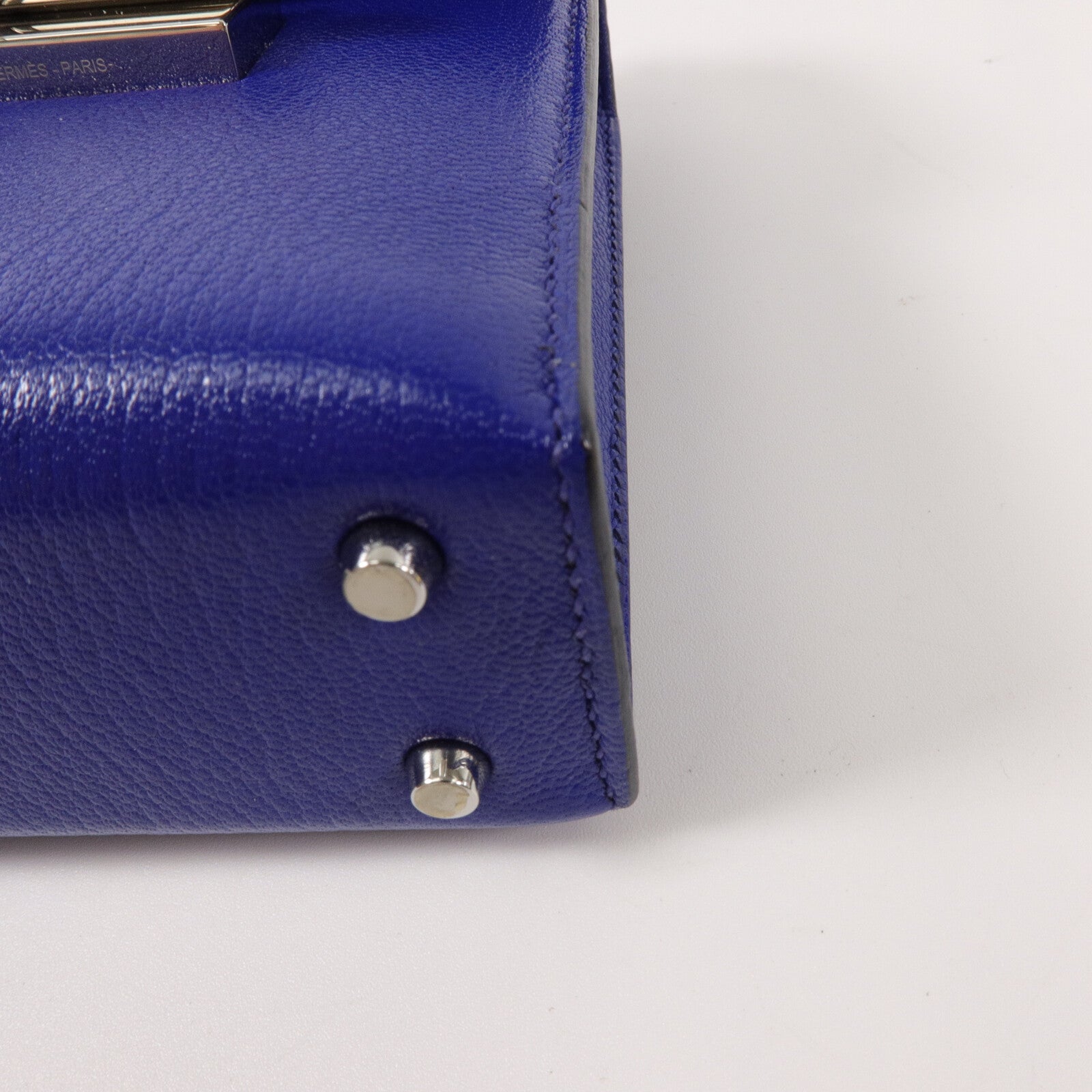 HERMES Chevre皮革Mini Verrou肩背包Bleu Electrique