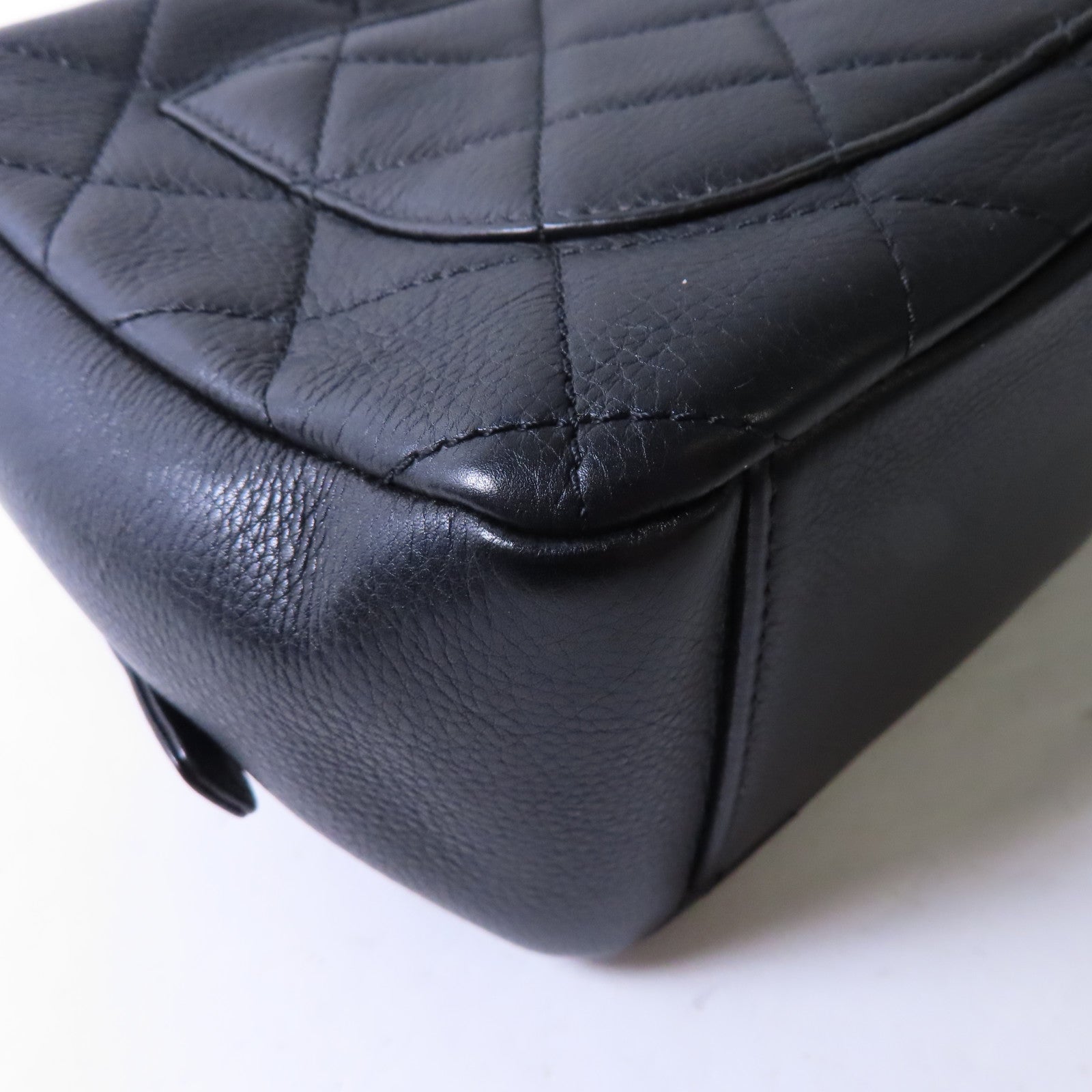 CHANEL 菱格牛皮皮革2way Shoulder Bag金扣鏈帶肩背袋黑色