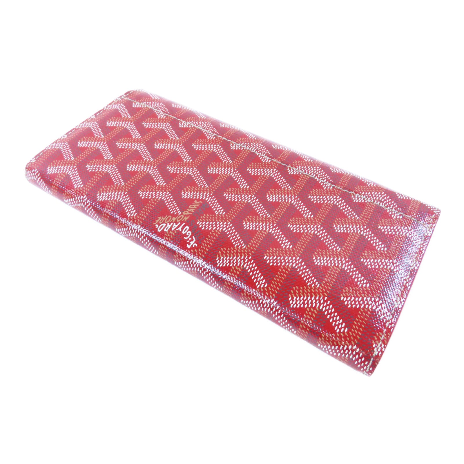 GOYARD 塗層帆布Fold Wallet銀扣長錢包紅色