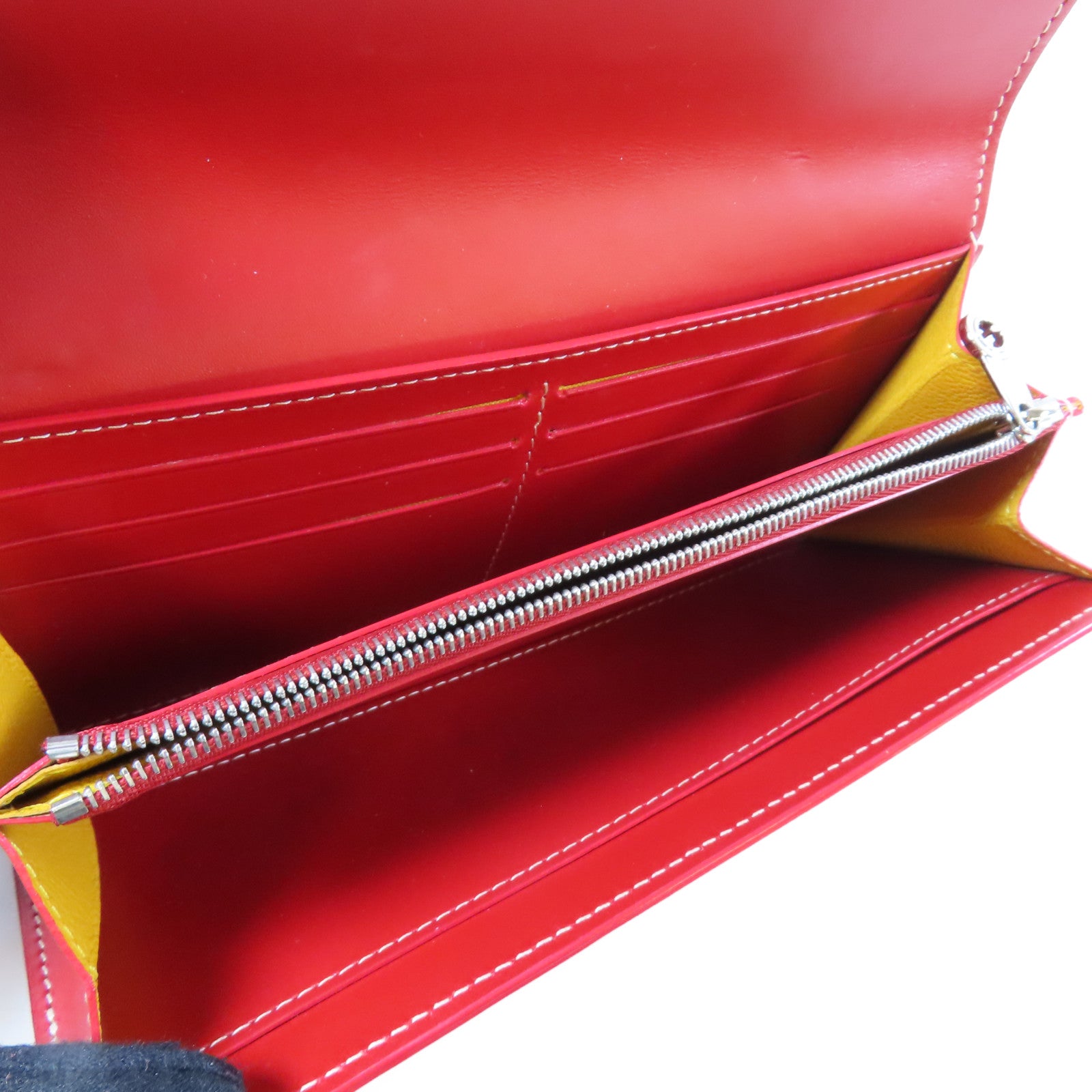 GOYARD 塗層帆布Fold Wallet銀扣長錢包紅色