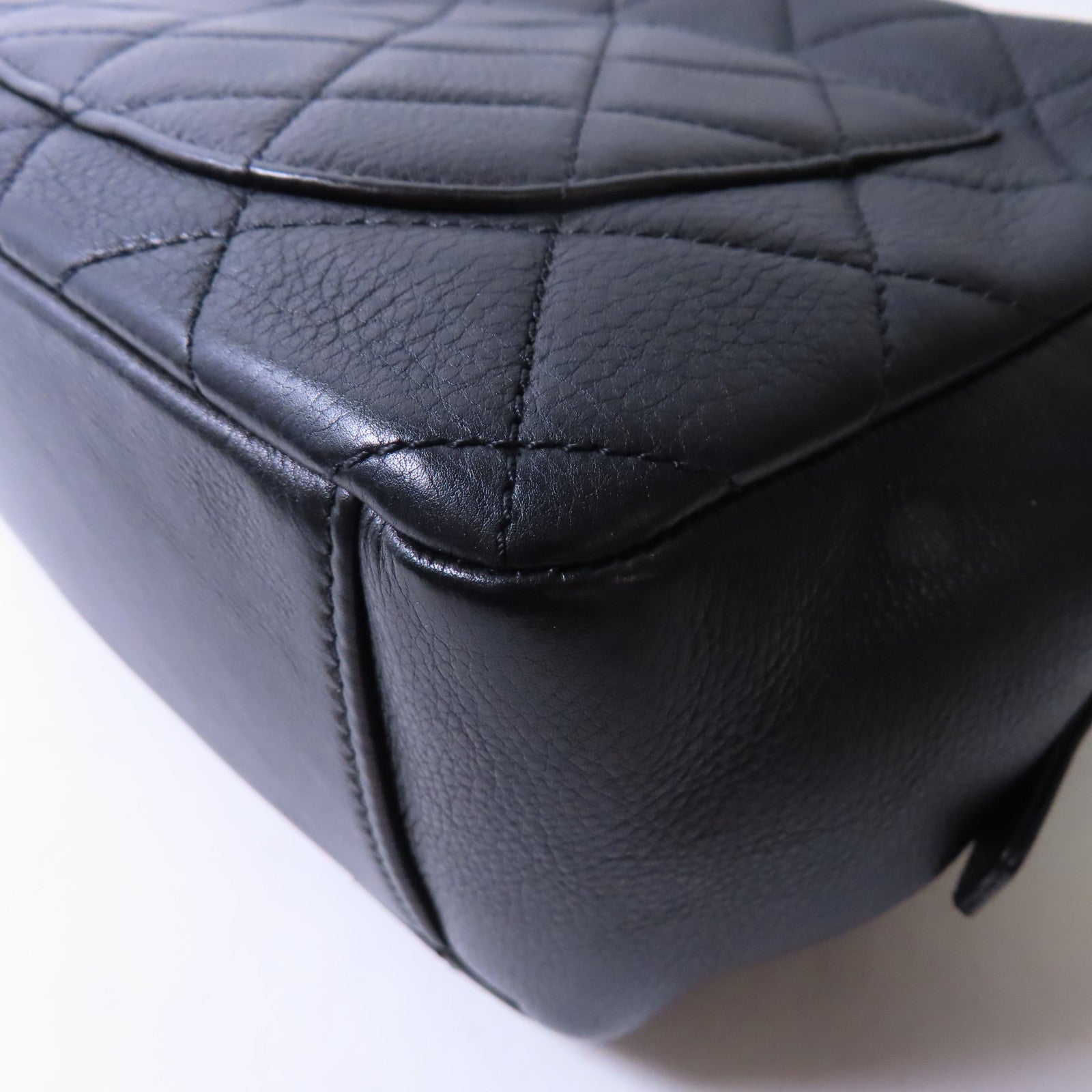 CHANEL 菱格牛皮皮革2way Shoulder Bag金扣鏈帶肩背袋黑色