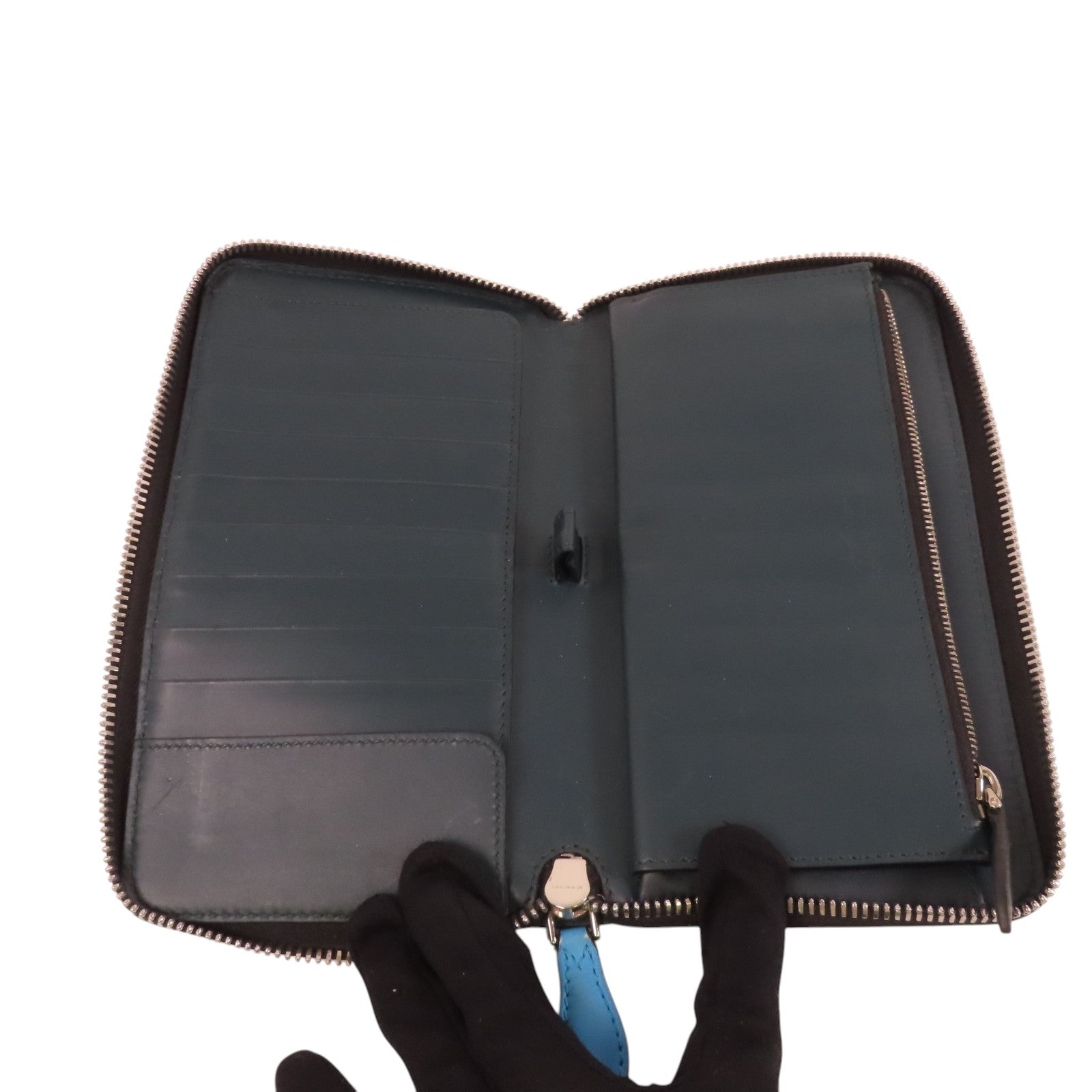 BURBERRY 塗層帆布Zipper Long Wallet銀扣拉鏈長錢包