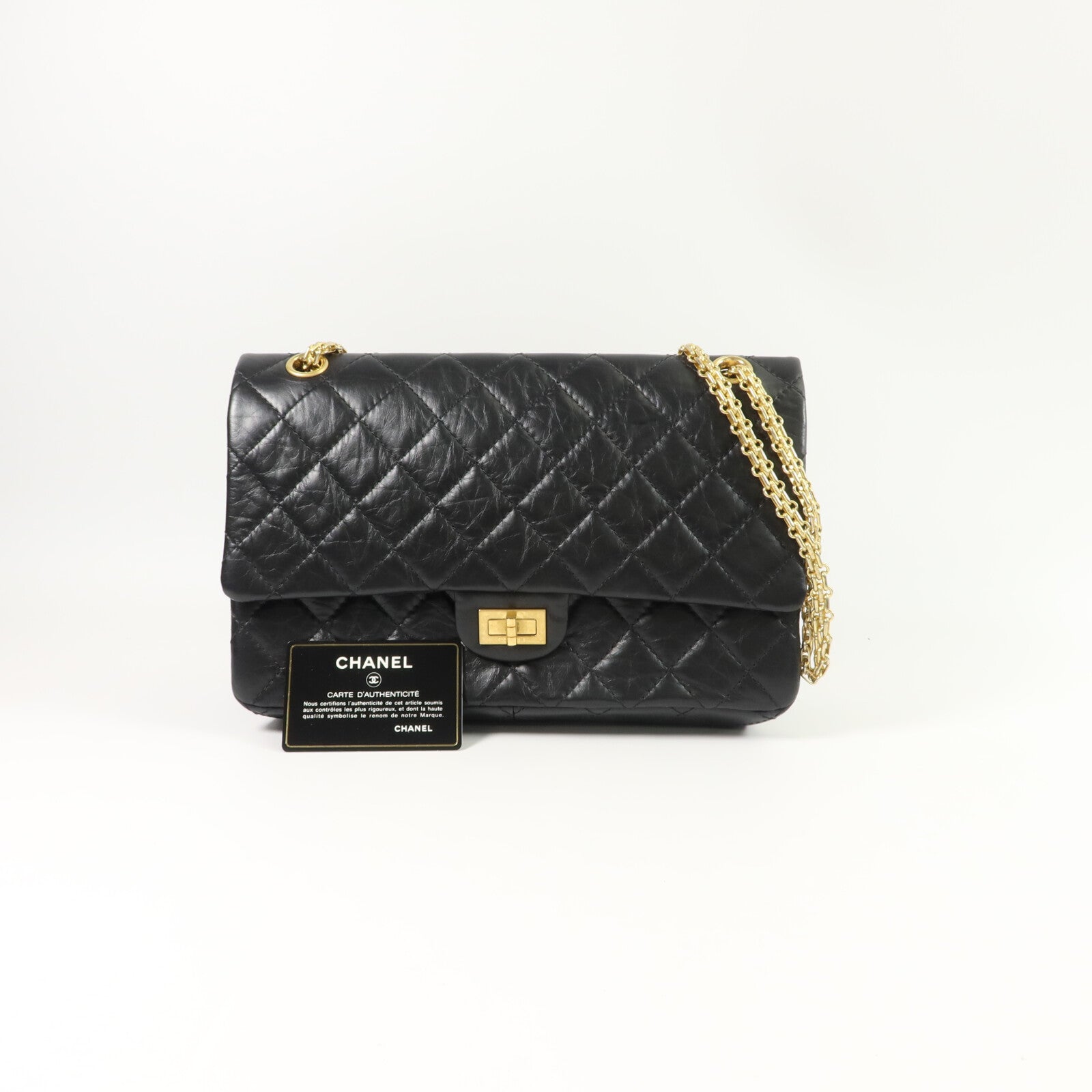 CHANEL 牛皮皮革2.55 Medium鏈帶肩背袋