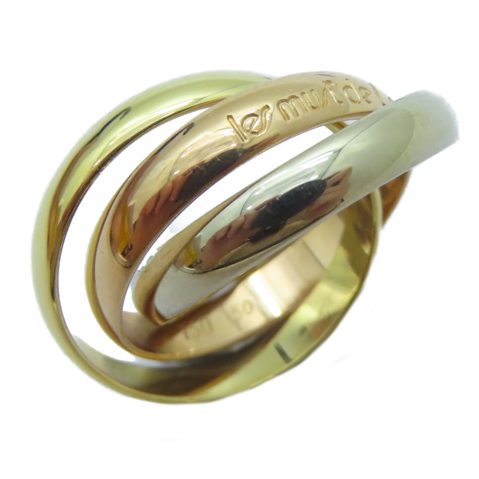 CARTIER 18K黃金/白金/玫瑰金Trinity戒指Cartier#50/US#5.25