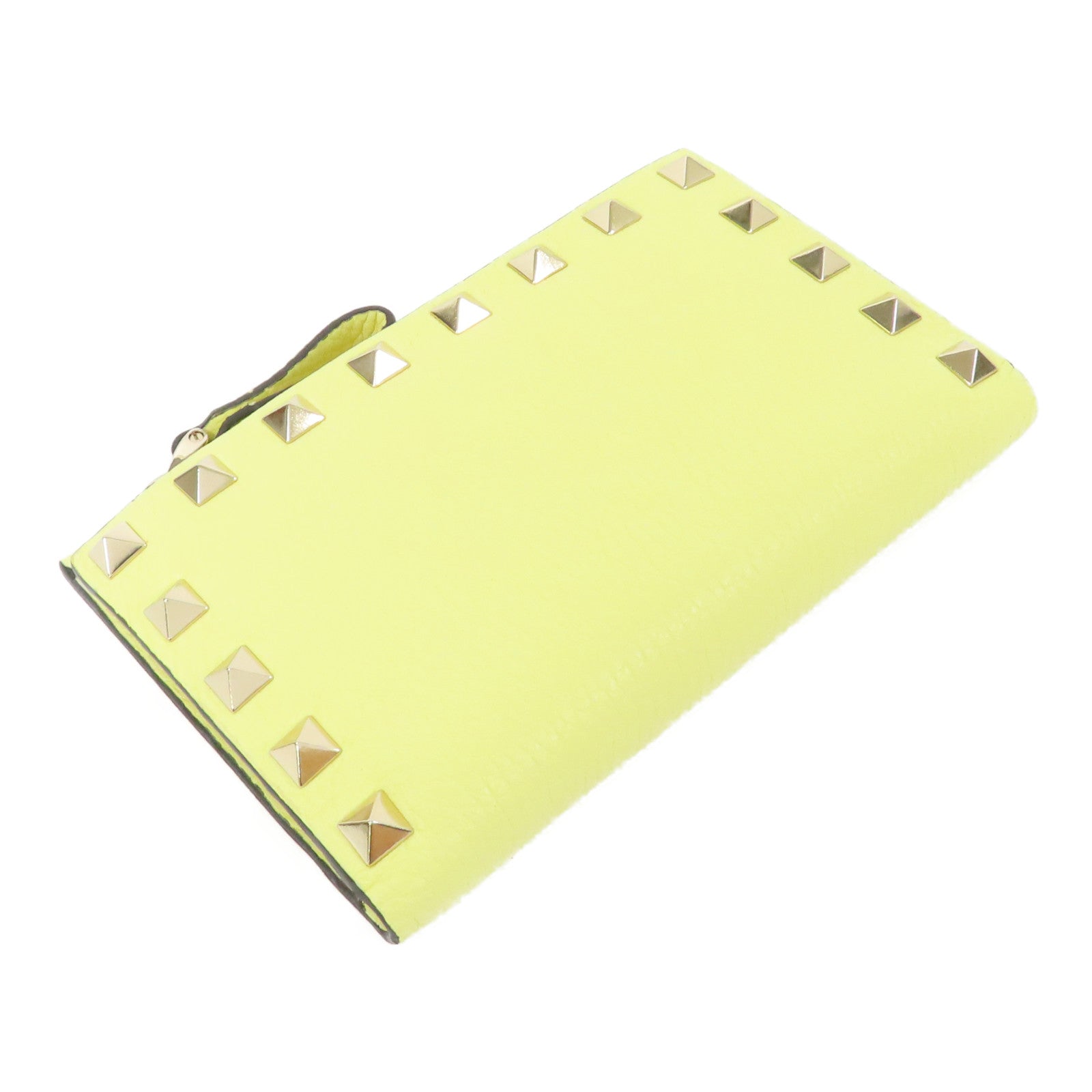 Valentino 牛皮皮革Card Case金扣卡片套黃色