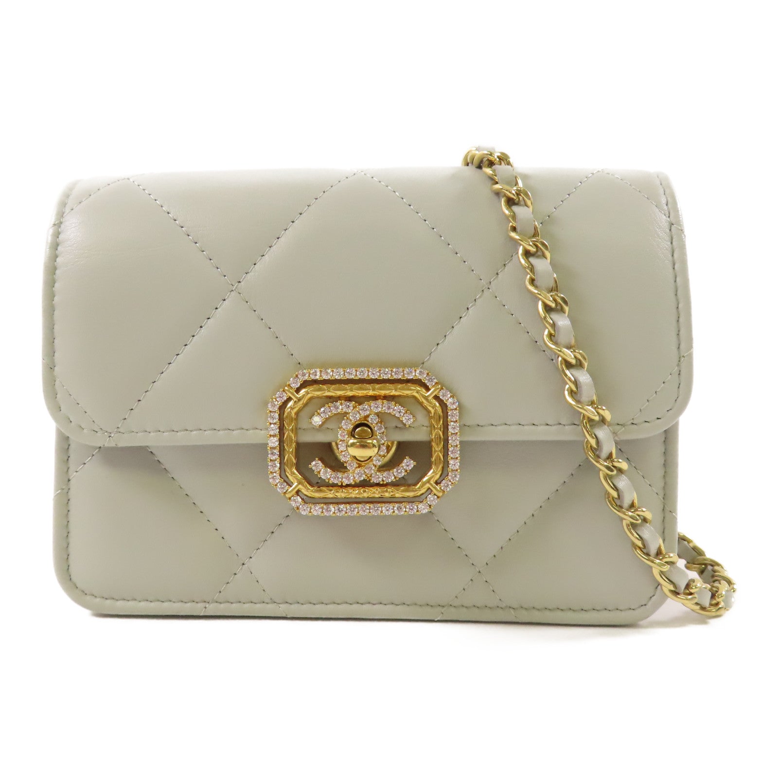 CHANEL 羊皮皮革Chain Shoulder金扣鏈帶肩背袋