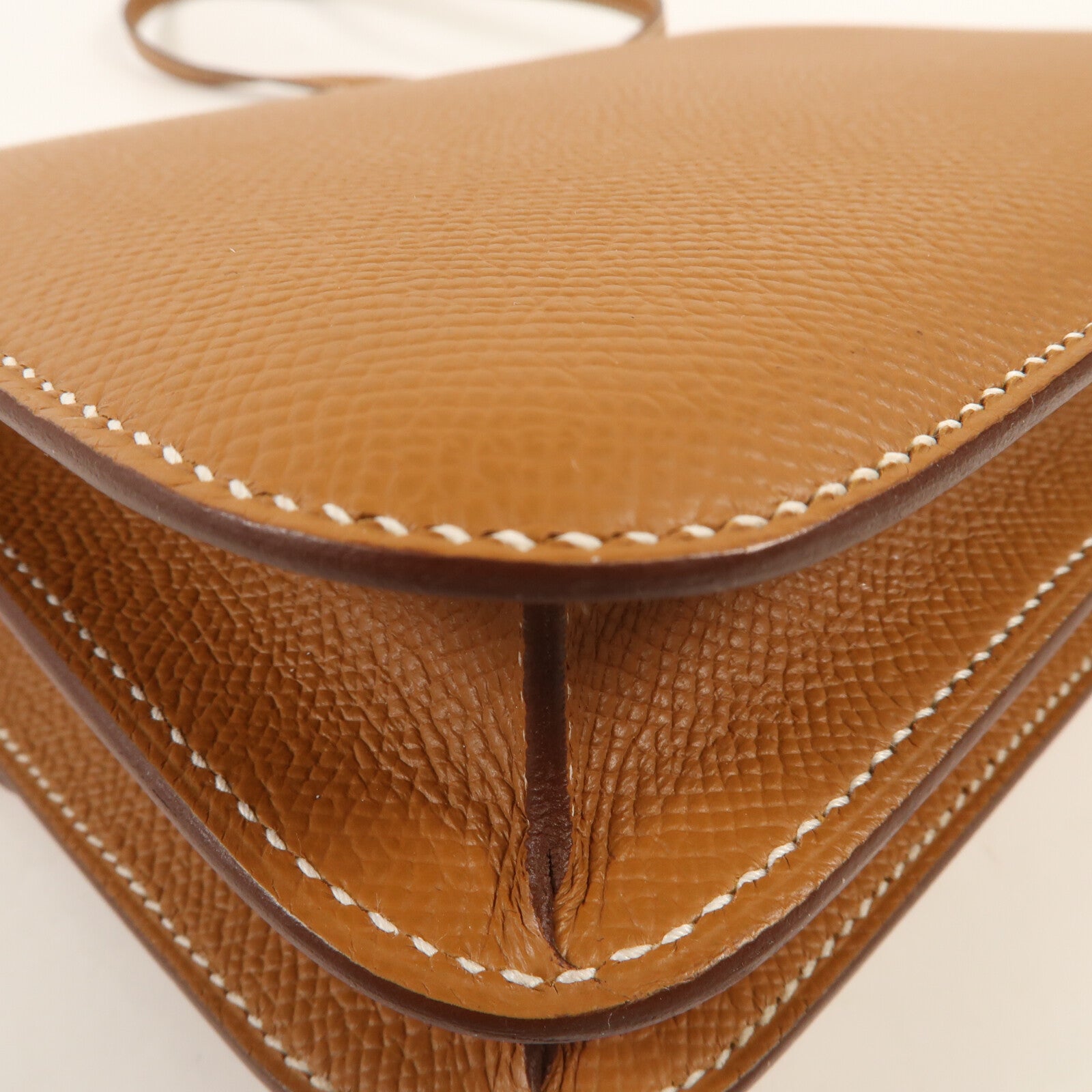 HERMES Epsom皮革Constance Mini銀扣肩背袋Gold