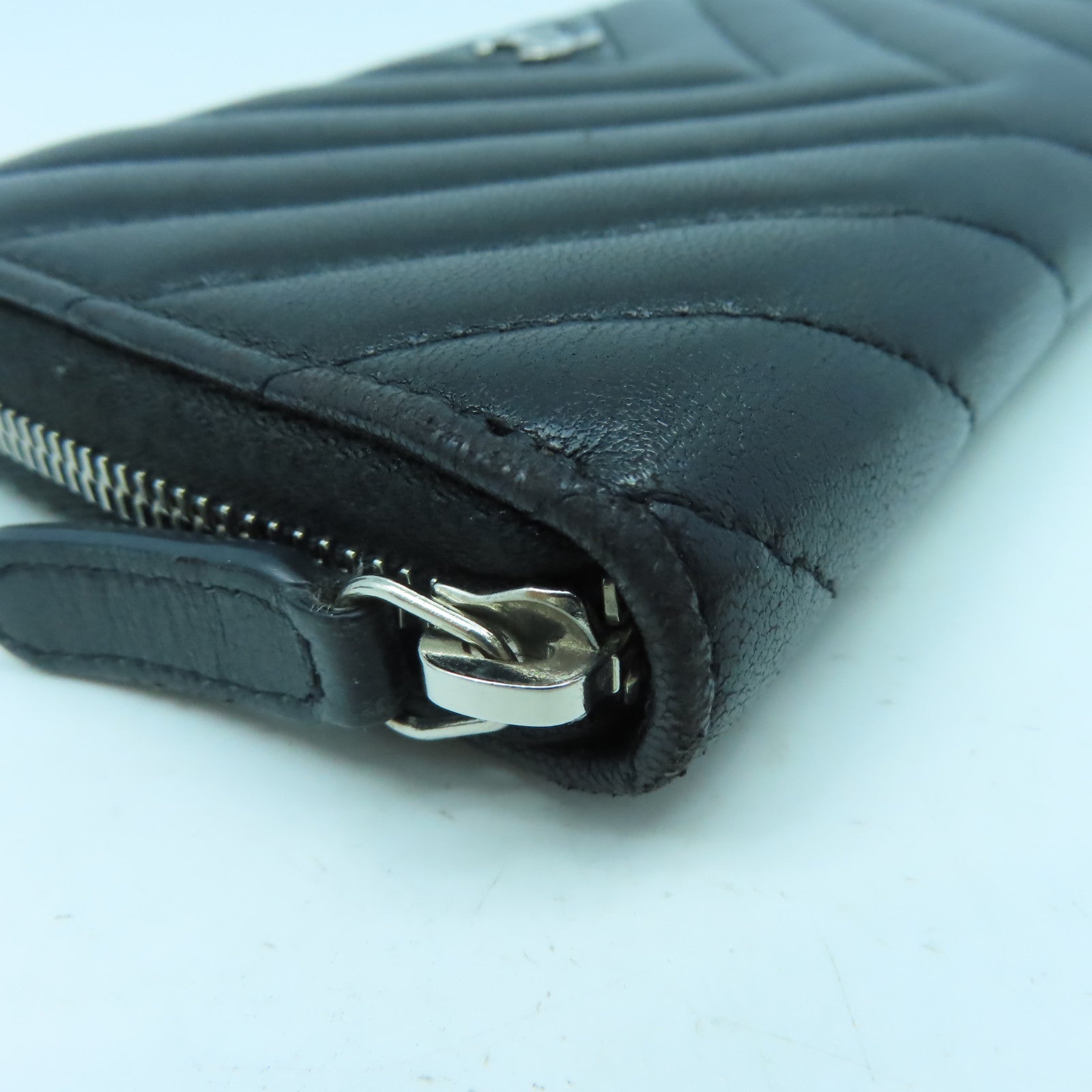 CHANEL 羊皮皮革Coin Case/Card Case銀扣零錢包/卡片套黑色