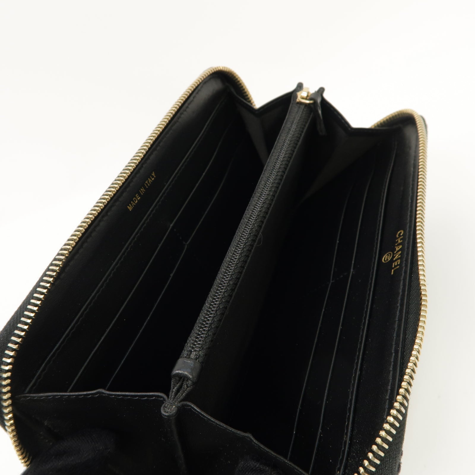 CHANEL 帆布Long Wallet金扣長錢包黑色
