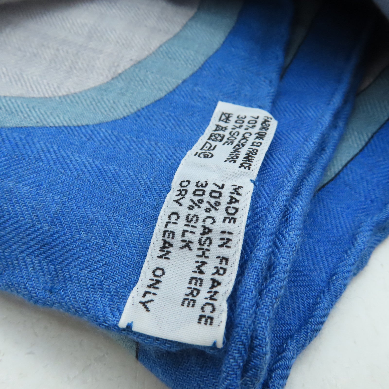 HERMES Cashmere/絲質 Scarf圍巾灰色/藍色