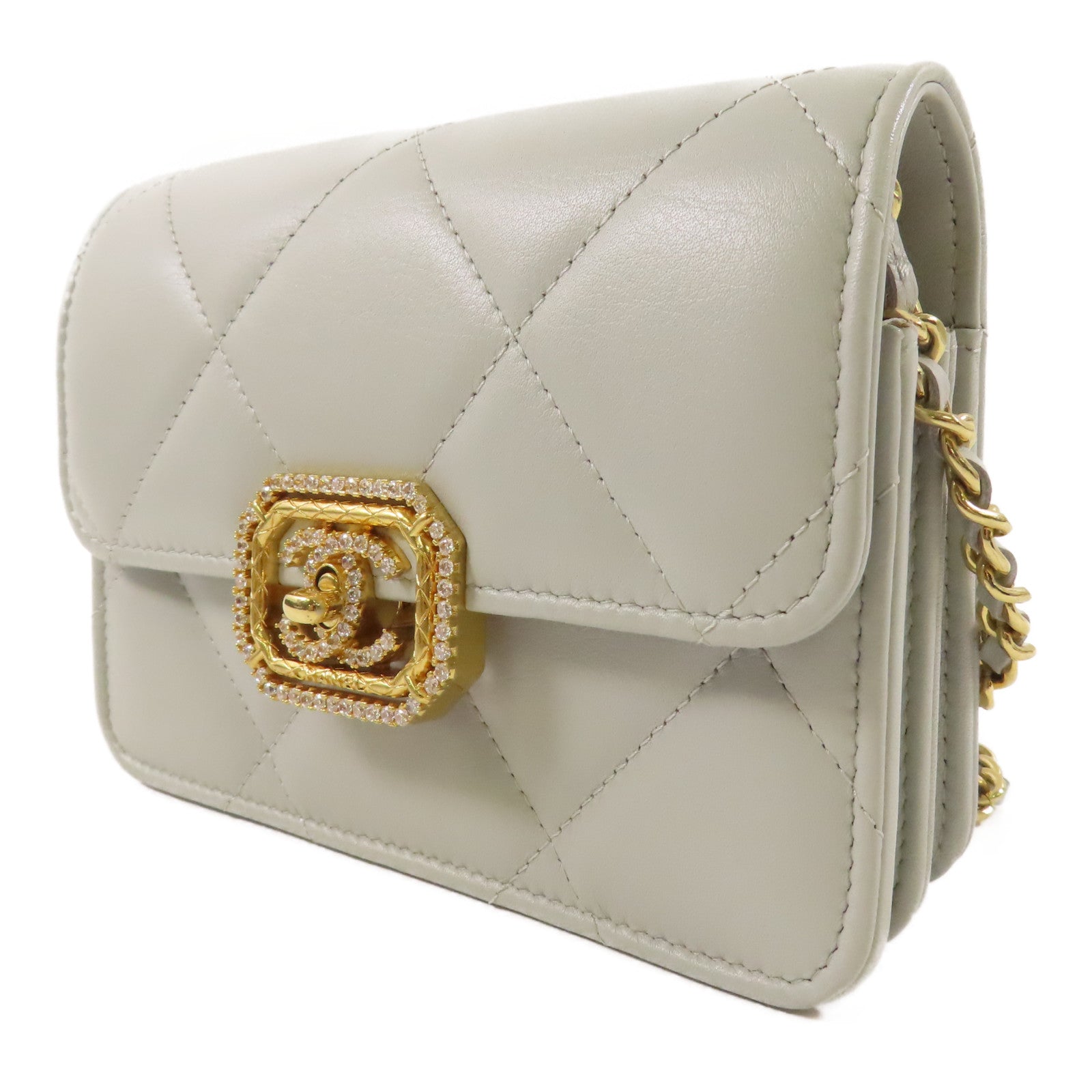 CHANEL 羊皮皮革Chain Shoulder金扣鏈帶肩背袋
