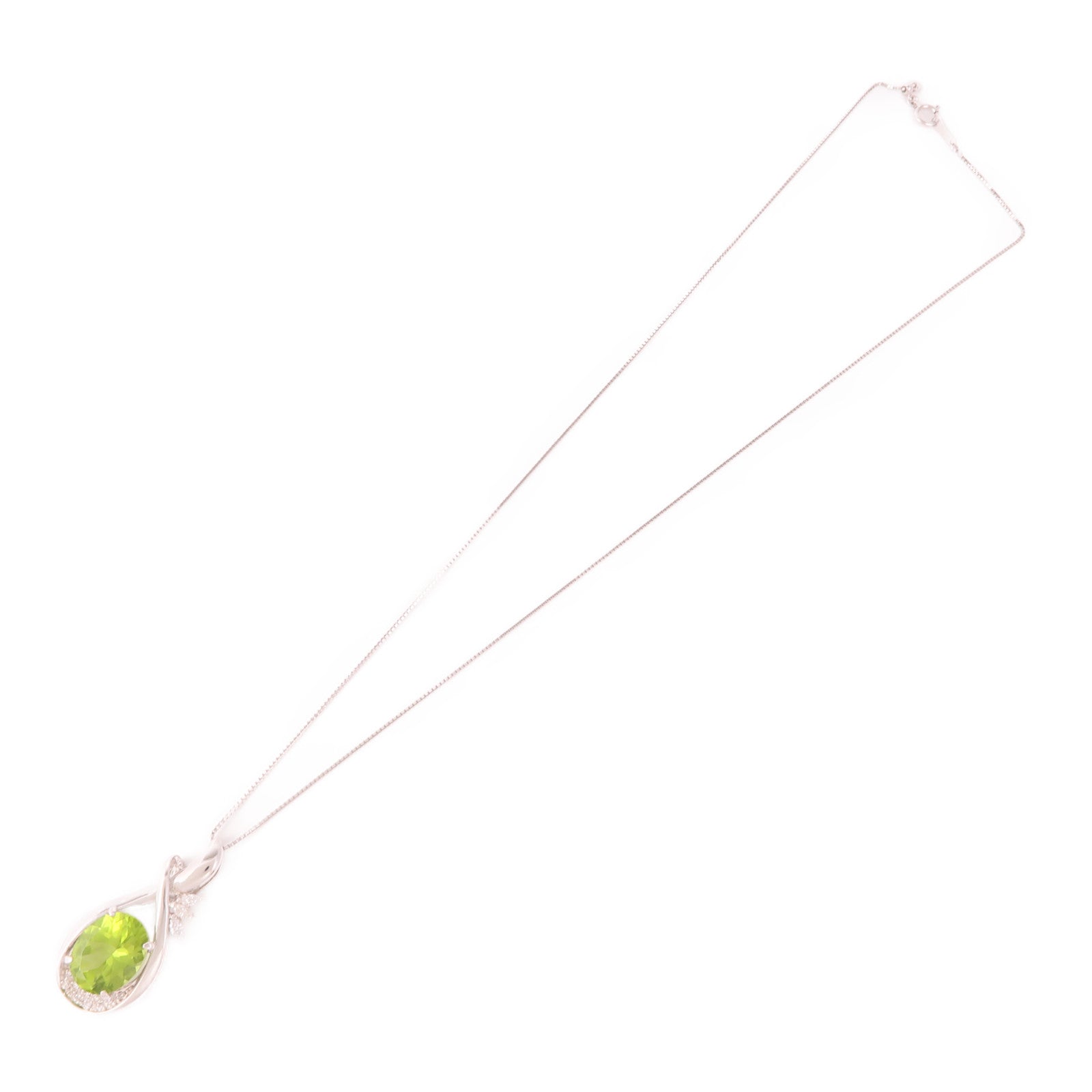 JEWELRY 【激減優惠】18K白金Peridot Necklace橄欖石/鑽石項鍊
