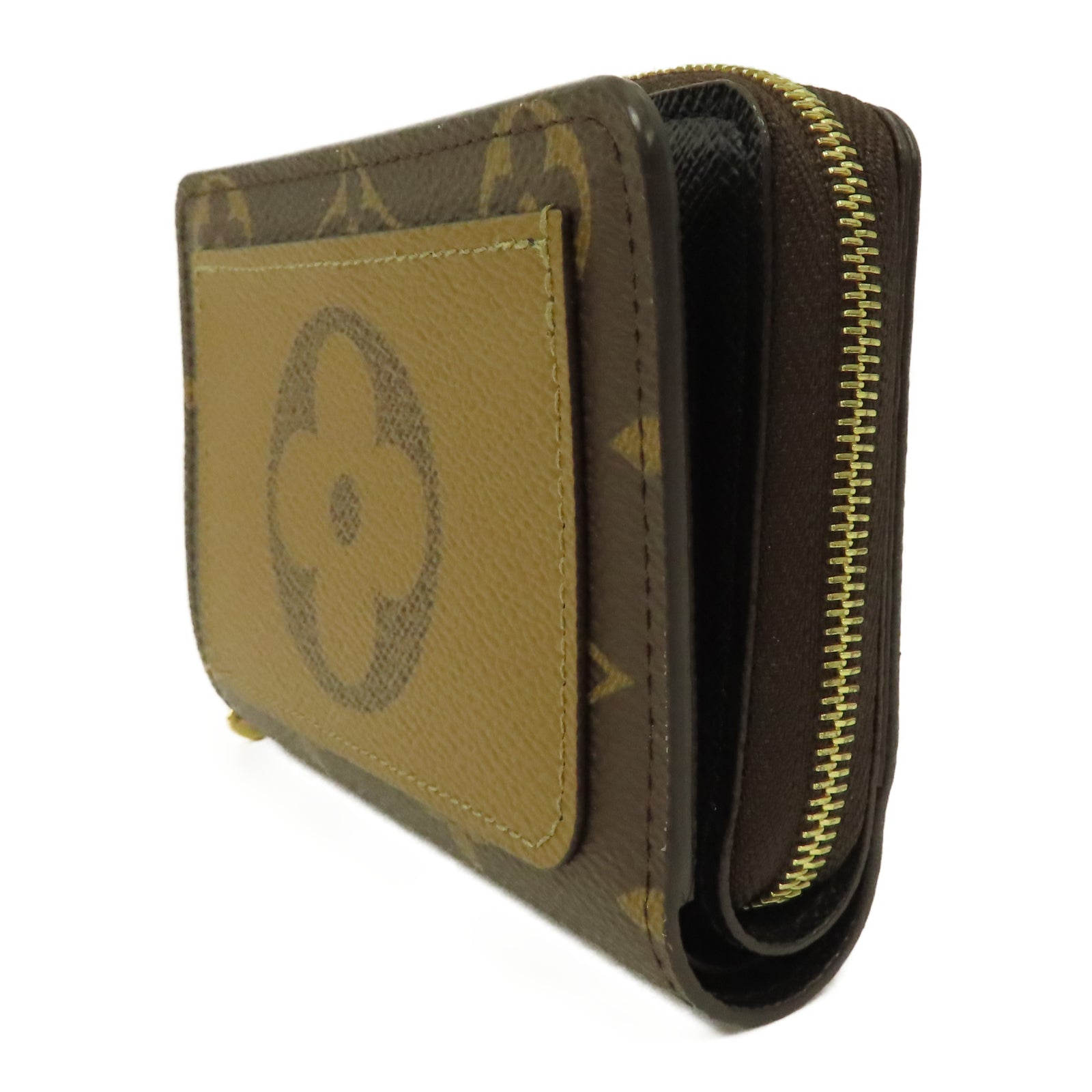 LOUIS VUITTON Monogram/Monogram Reverse Lou Wallet金扣錢包啡色