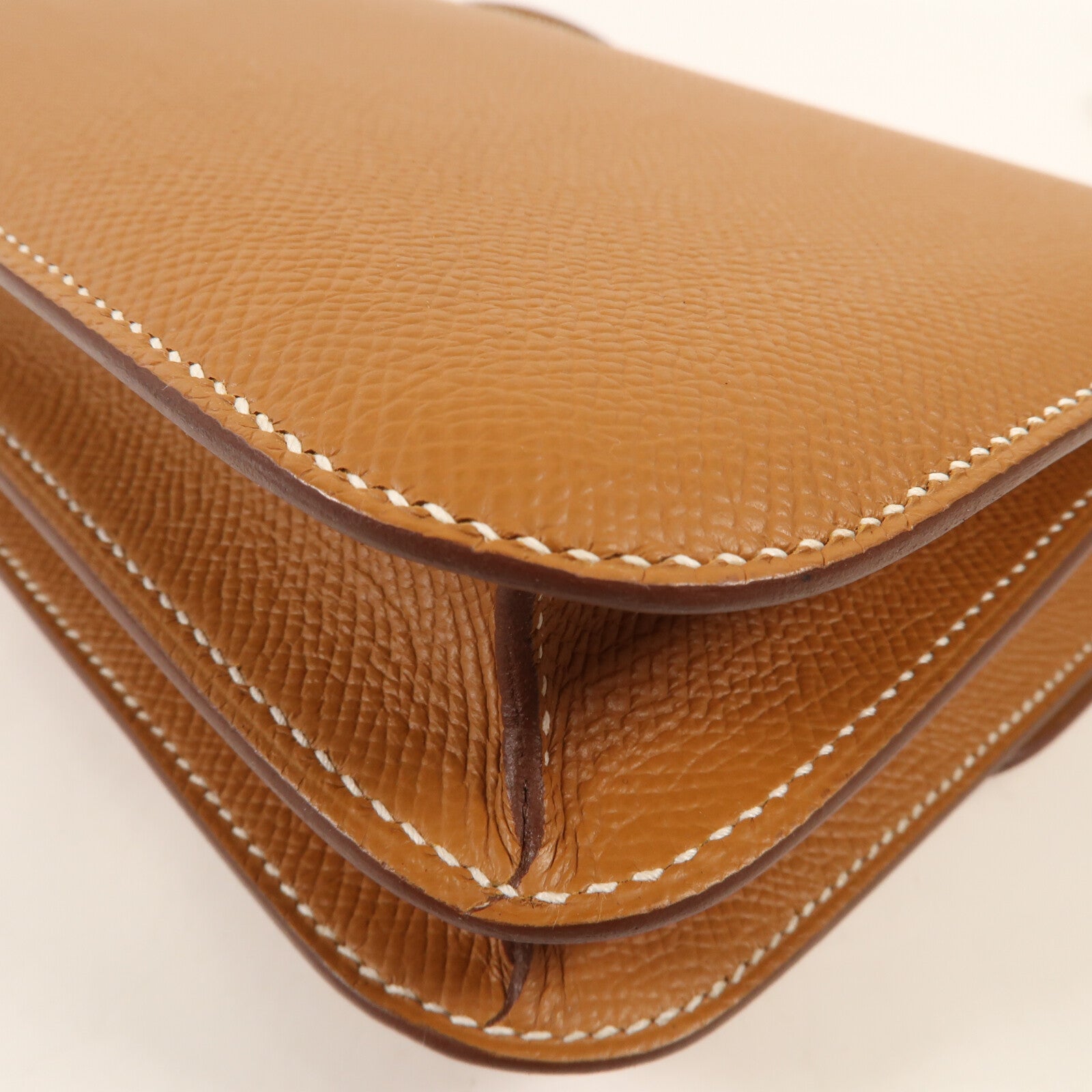 HERMES Epsom皮革Constance Mini銀扣肩背袋Gold
