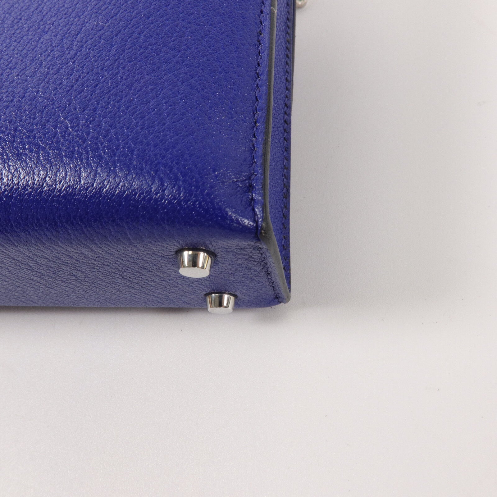 HERMES Chevre皮革Mini Verrou肩背包Bleu Electrique