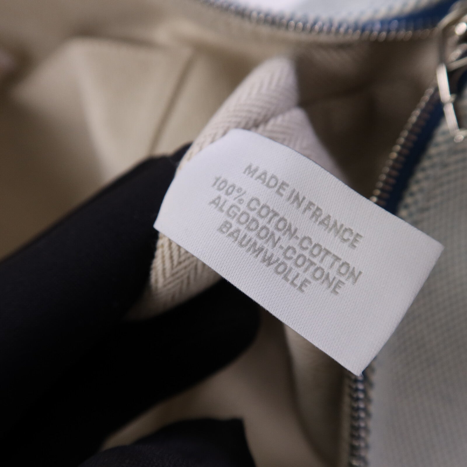 HERMES 帆布Bride-a-Brac Cabriole GM銀扣手挽袋Bleu Nattier