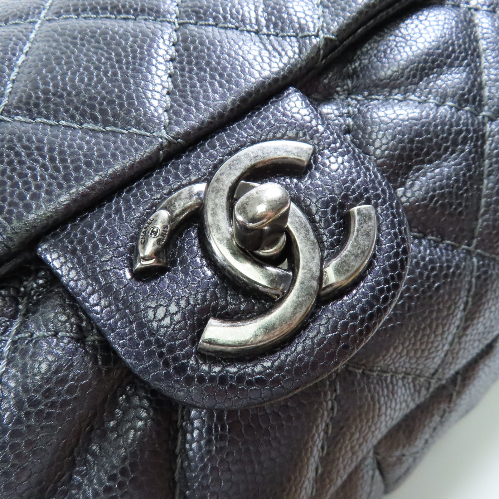 CHANEL 牛皮皮革Shoulder Bag銀扣鏈帶肩背袋