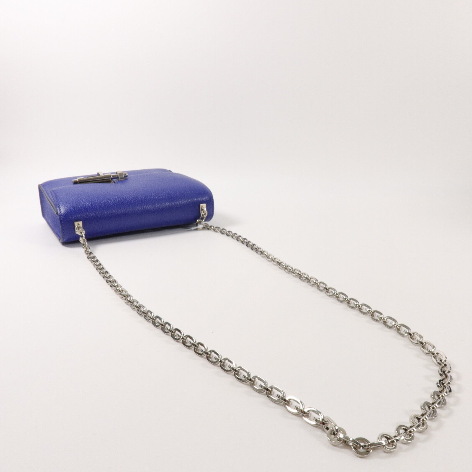 HERMES Chevre皮革Mini Verrou肩背包Bleu Electrique