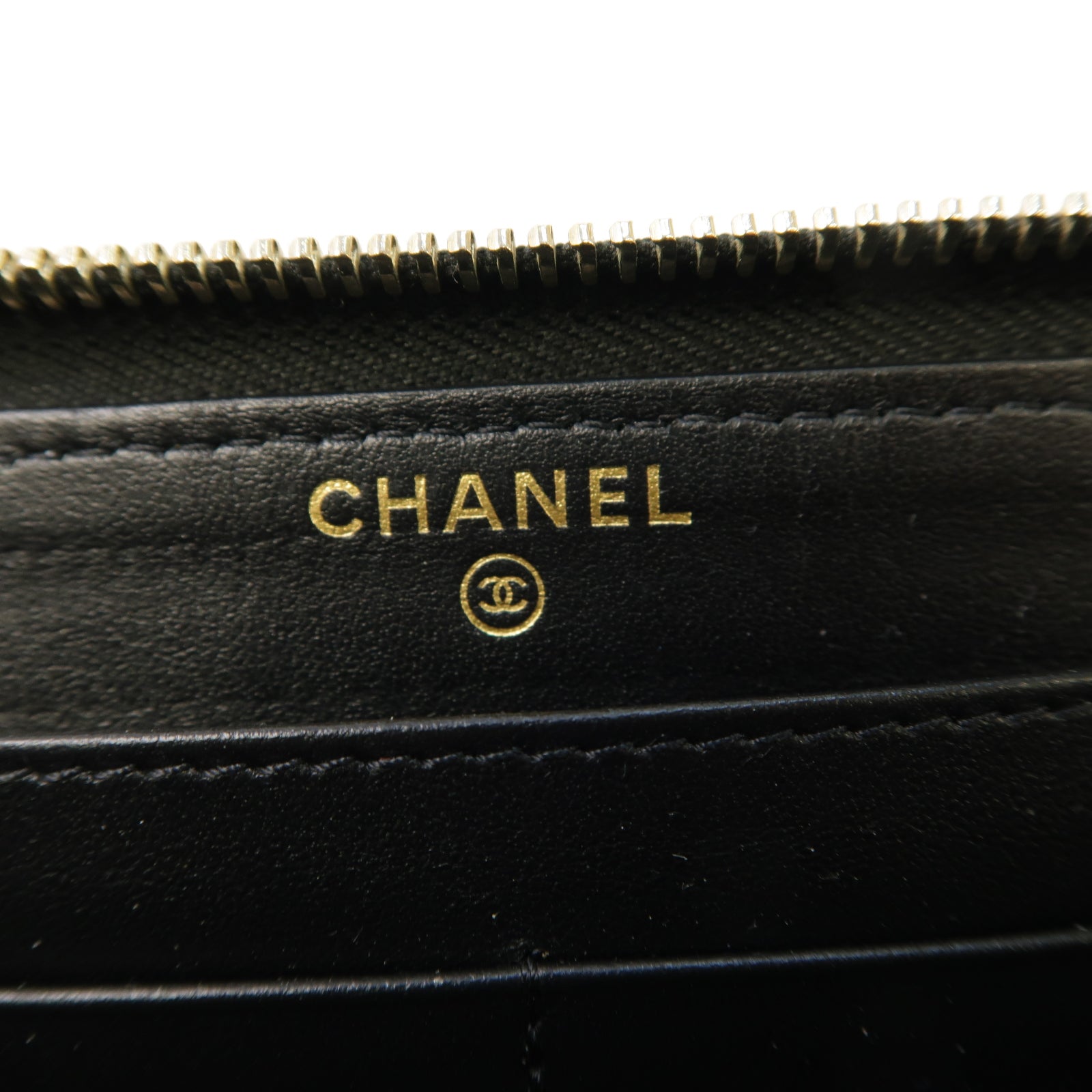 CHANEL 帆布Long Wallet金扣長錢包黑色
