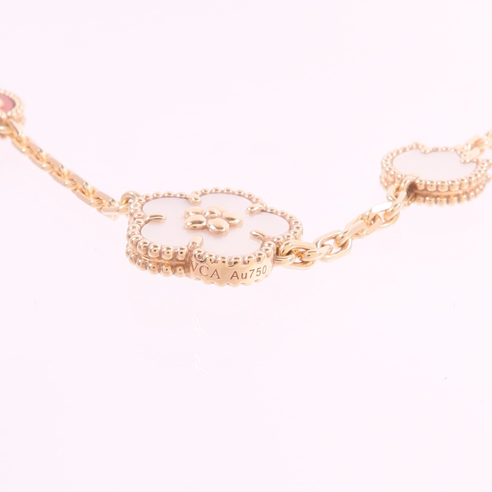 Van Cleef & Arpels 18K玫瑰金Lucky Spring Bracelet 5 Motifs珍珠母貝/紅玉髓/縞瑪瑙手鏈