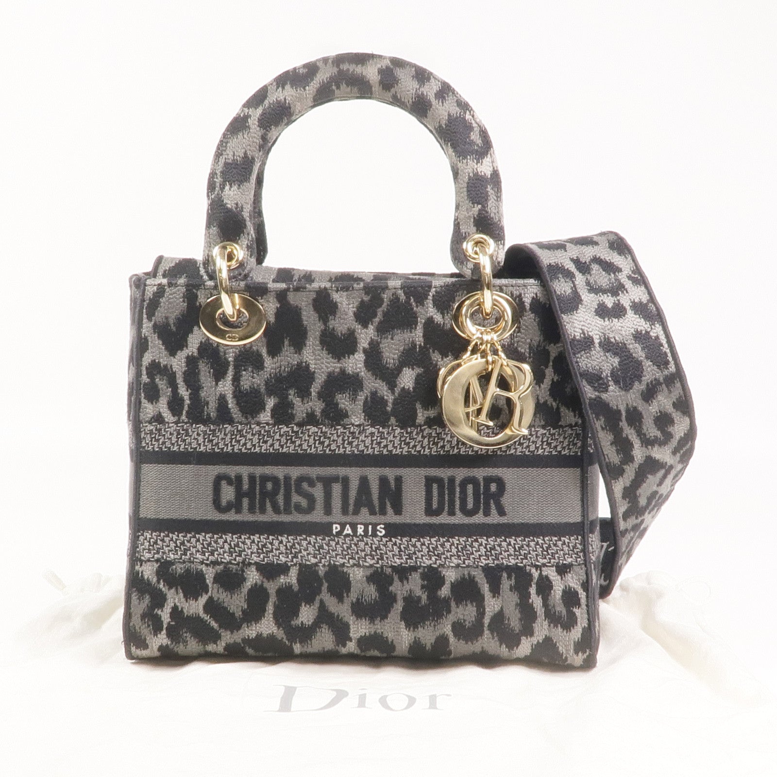 Dior 帆布Lady D-Lite金扣手挽肩背兩用袋