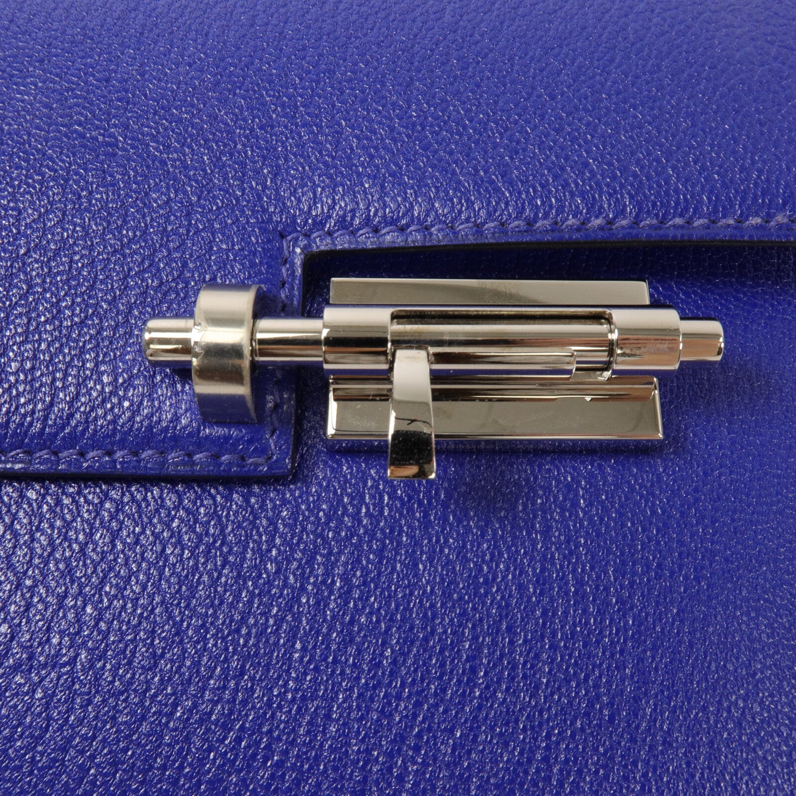 HERMES Chevre皮革Mini Verrou肩背包Bleu Electrique