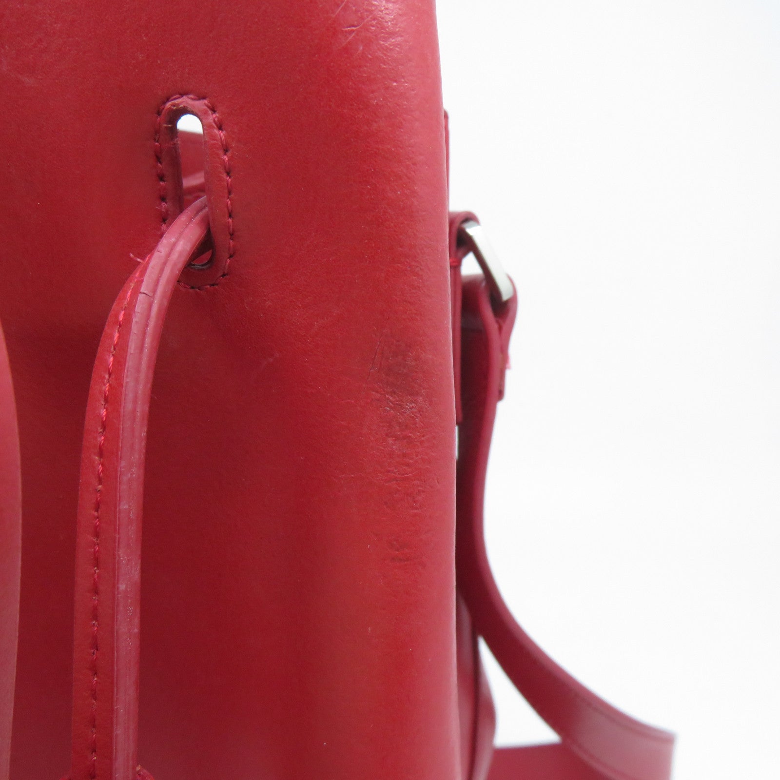 agnes b. 牛皮皮革Shoulder Bag銀扣肩背袋紅色