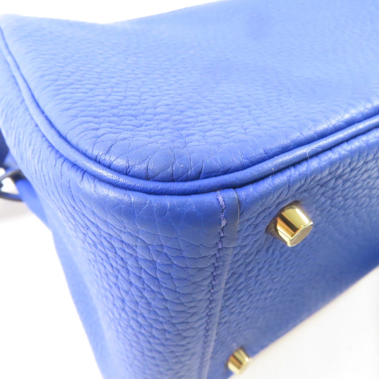 HERMES 【激減優惠】Clemence皮革Mini Lindy金扣手挽肩背兩用袋藍色