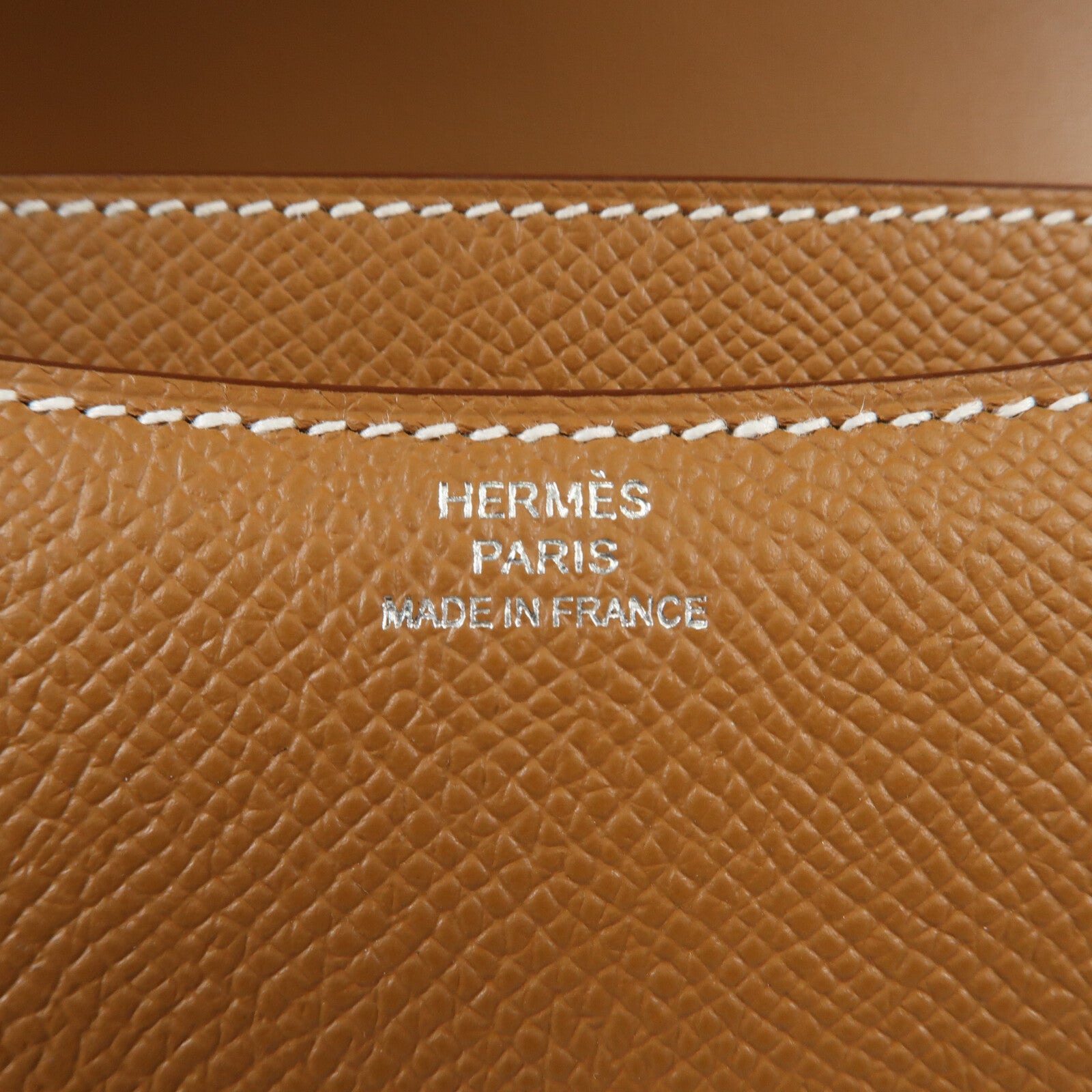 HERMES Epsom皮革Constance Mini銀扣肩背袋Gold
