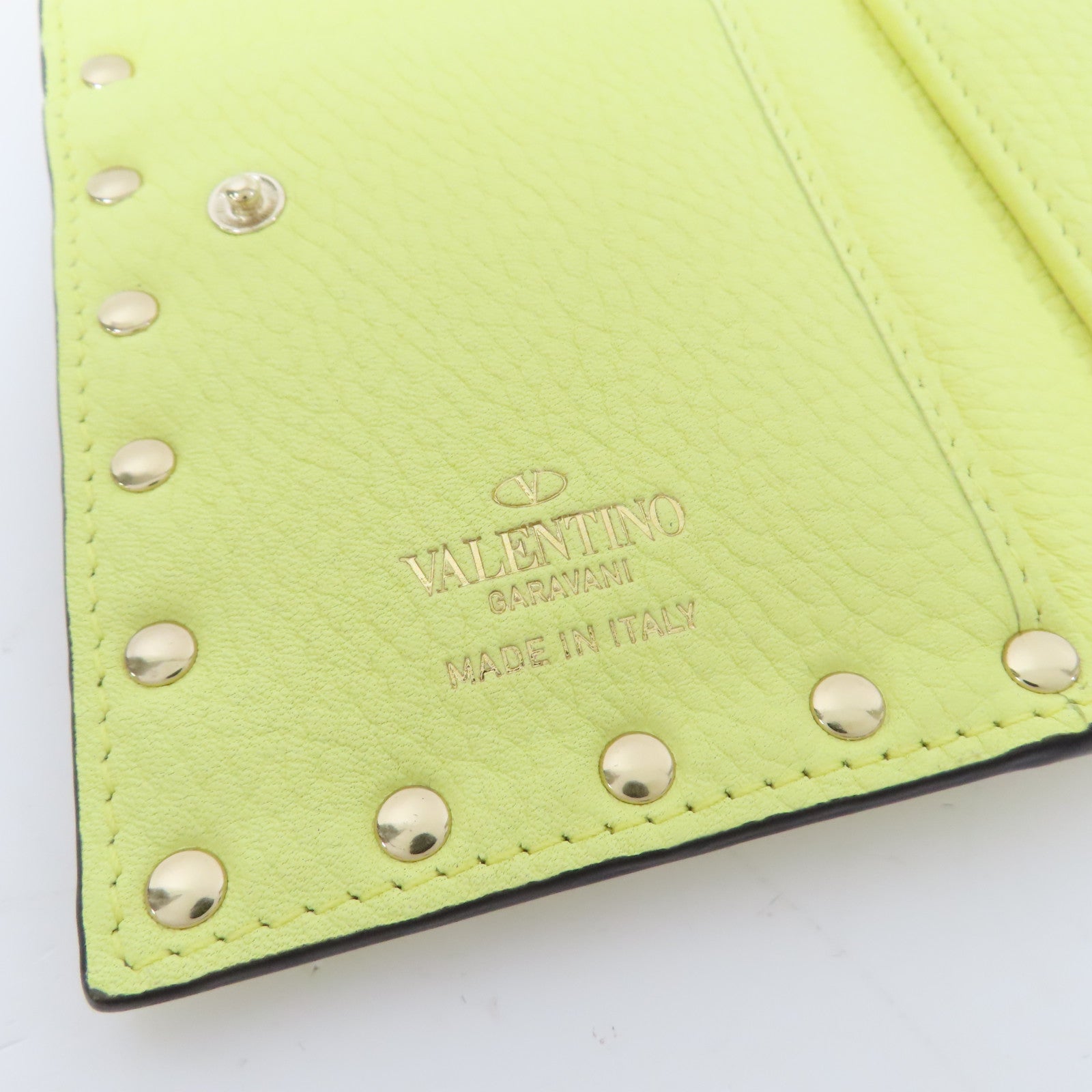 Valentino 牛皮皮革Card Case金扣卡片套黃色