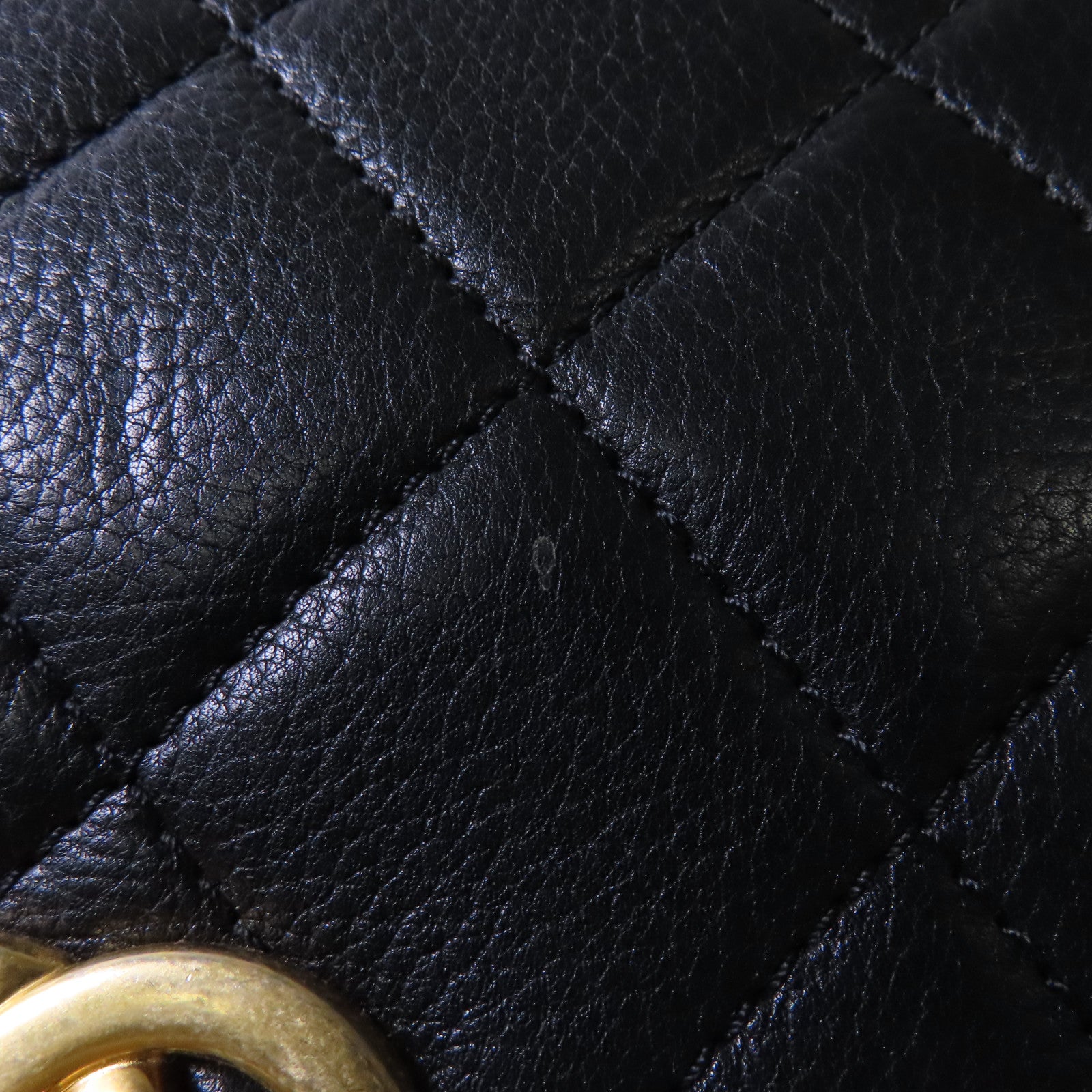 CHANEL 菱格牛皮皮革2way Shoulder Bag金扣鏈帶肩背袋黑色