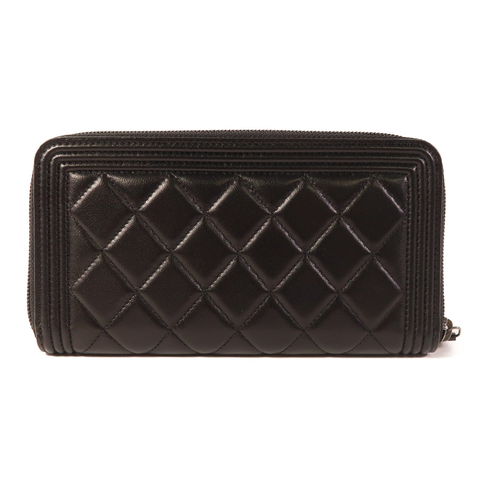 CHANEL 羊皮皮革Boy Chanel Long Wallet銀扣長錢包