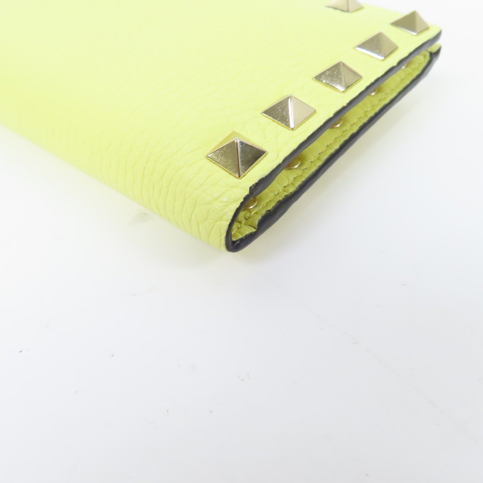 Valentino 牛皮皮革Card Case金扣卡片套黃色