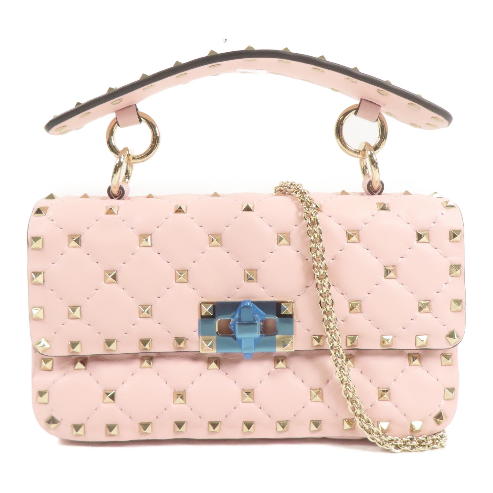 Valentino 皮革Rockstud Spike金扣鏈帶手挽肩背兩用袋