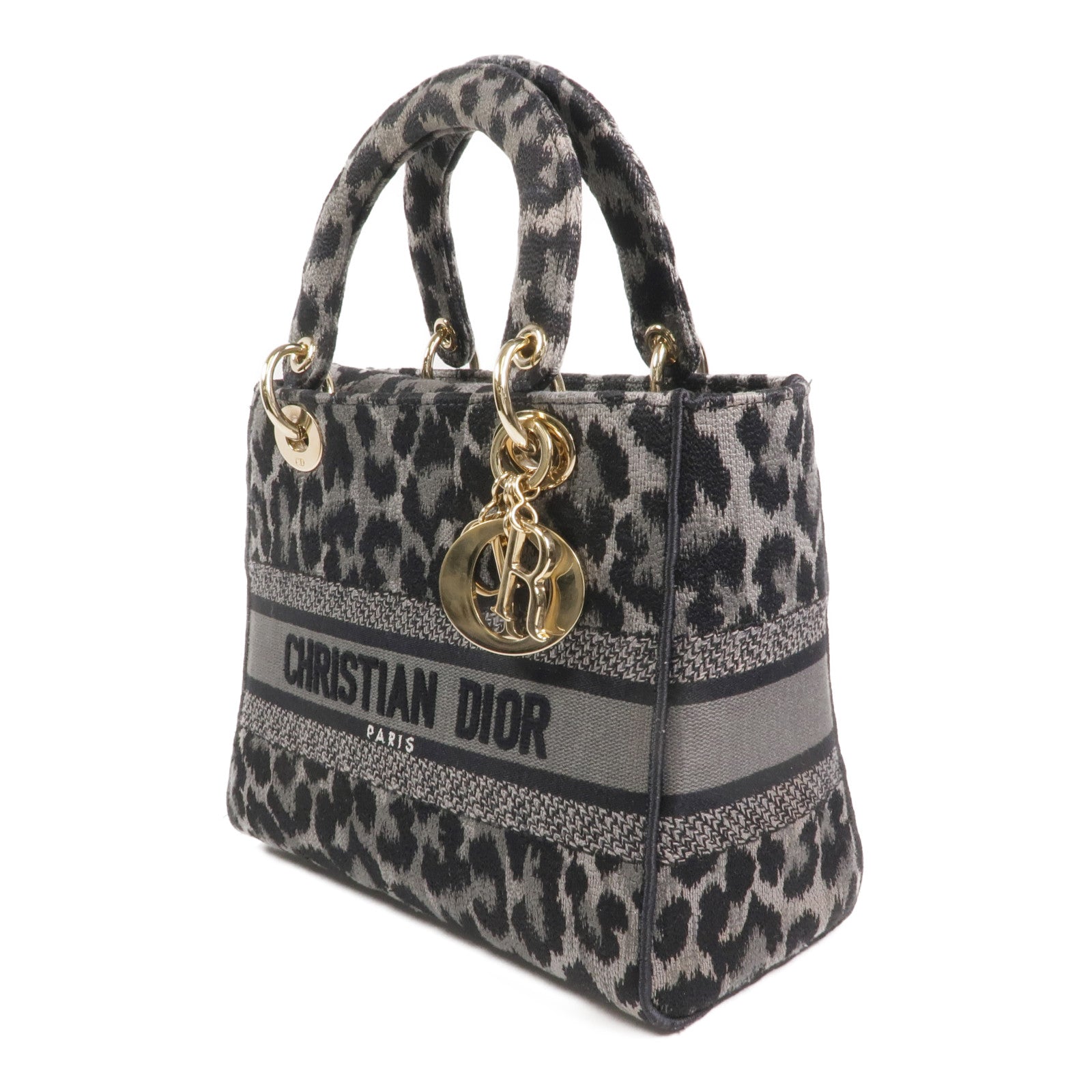 Dior 帆布Lady D-Lite金扣手挽肩背兩用袋