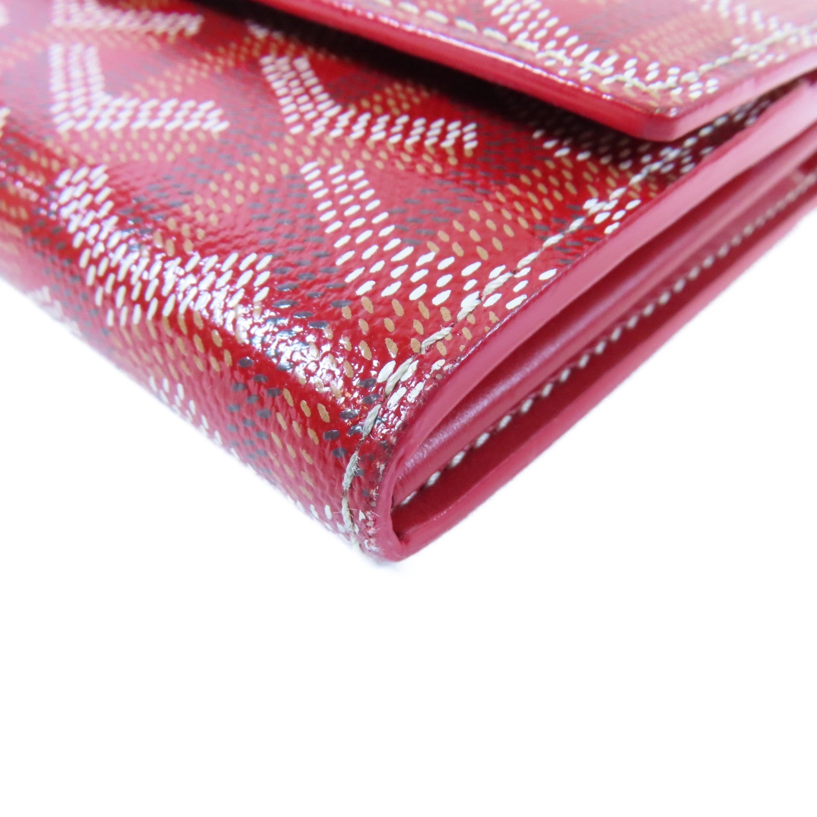 GOYARD 塗層帆布Fold Wallet銀扣長錢包紅色