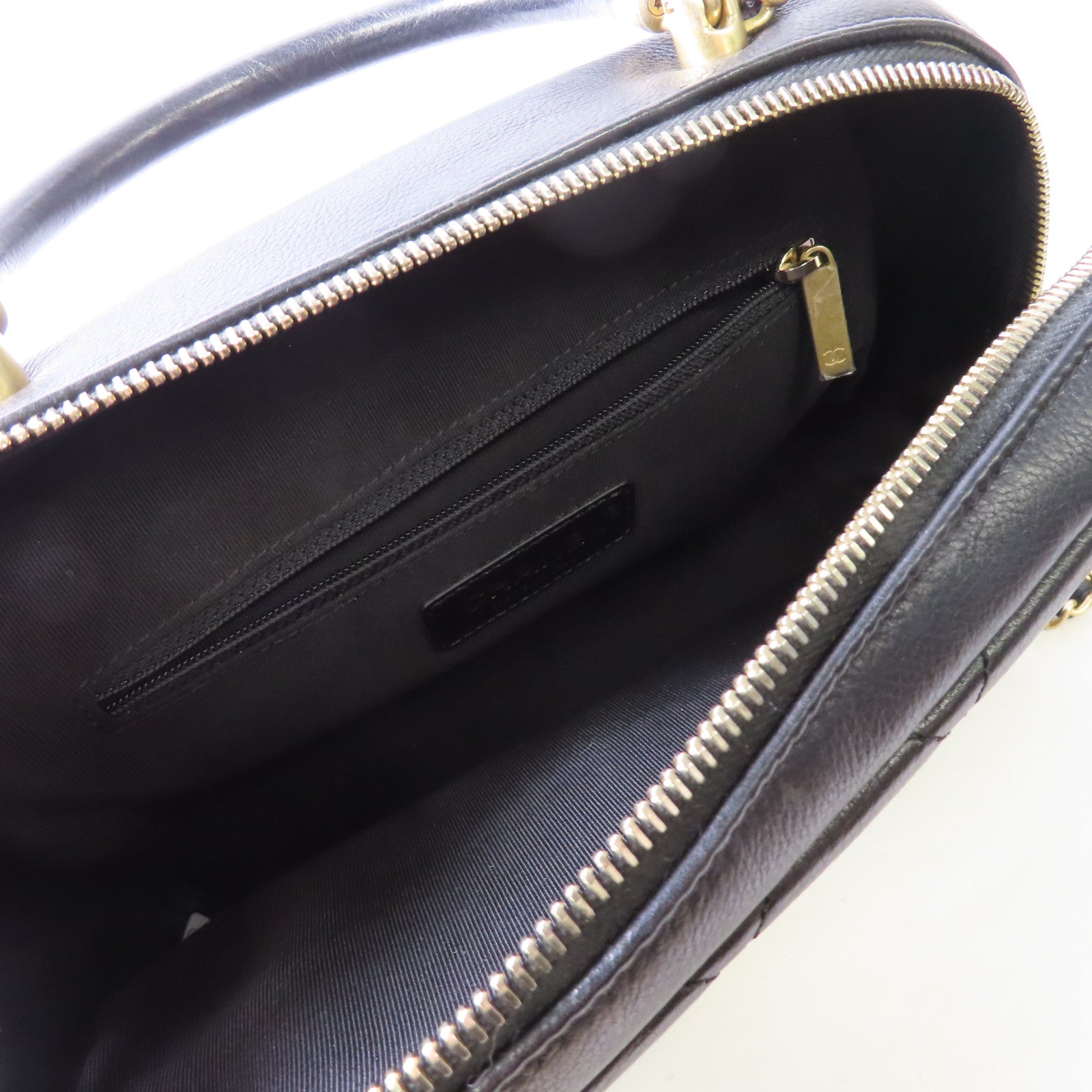 CHANEL 菱格牛皮皮革2way Shoulder Bag金扣鏈帶肩背袋黑色