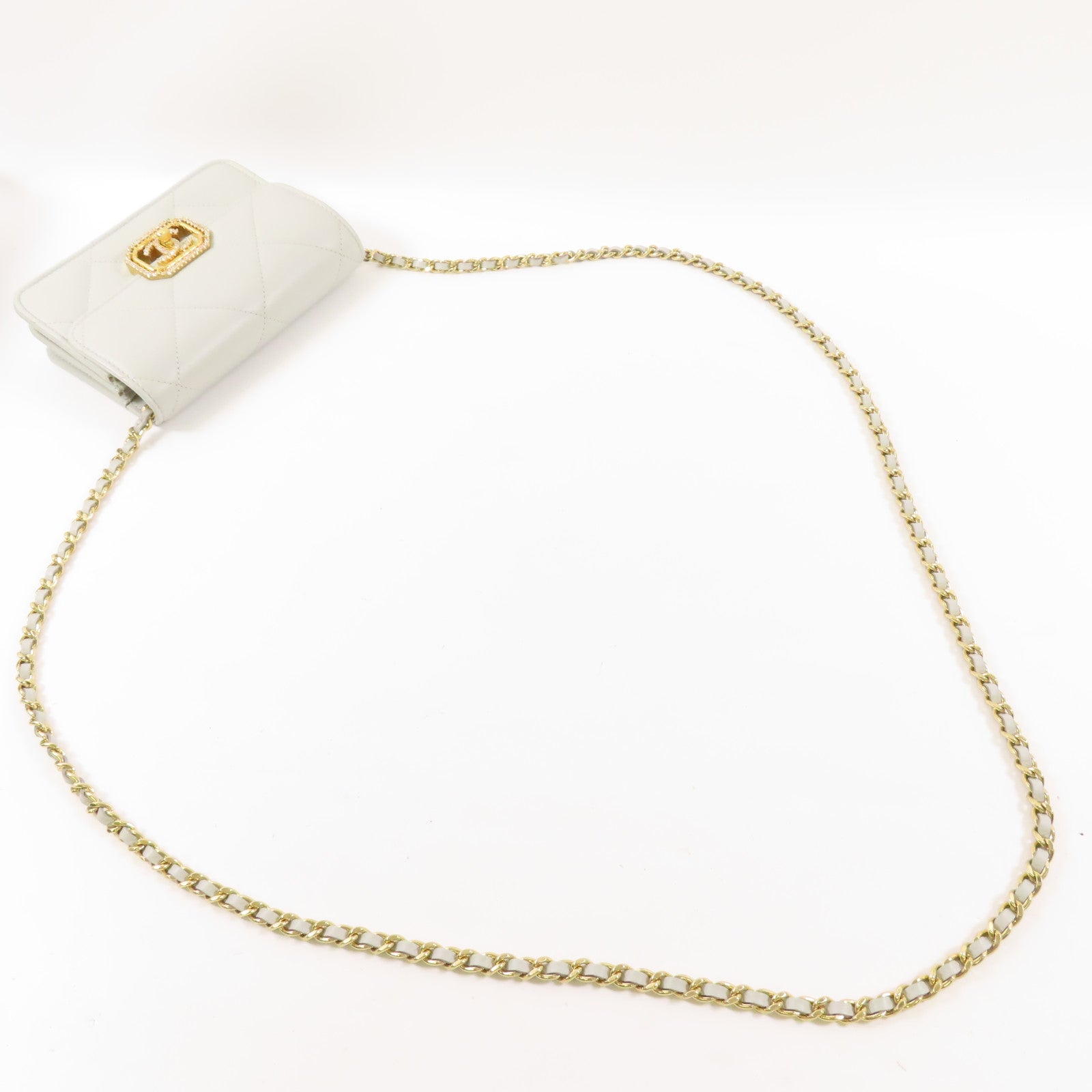 CHANEL 羊皮皮革Chain Shoulder金扣鏈帶肩背袋