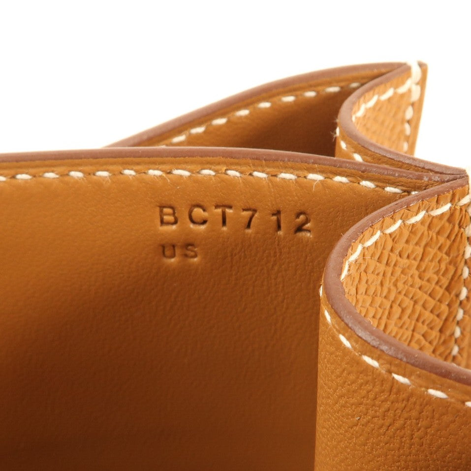HERMES Epsom皮革Constance Mini銀扣肩背袋Gold
