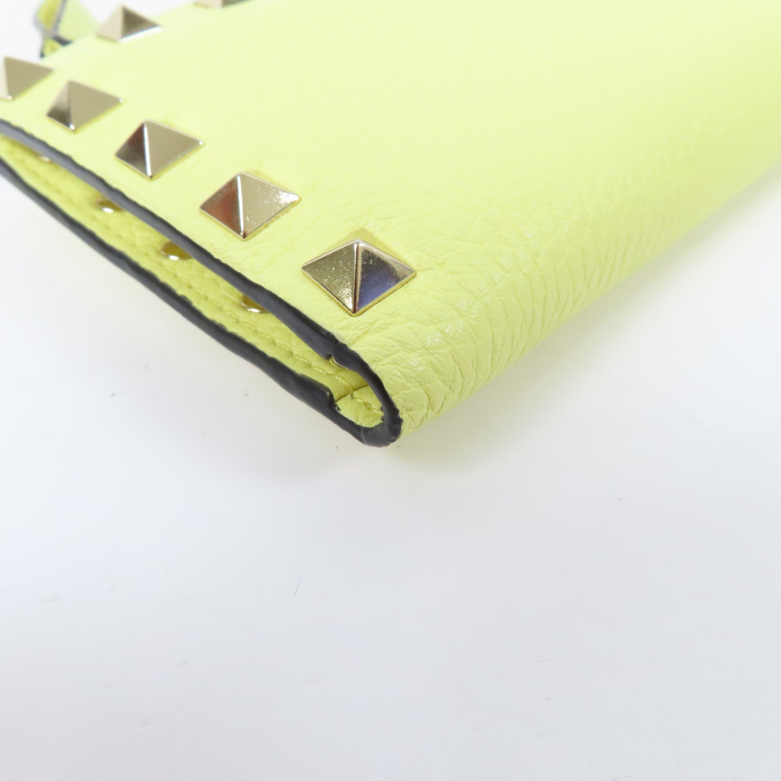 Valentino 牛皮皮革Card Case金扣卡片套黃色