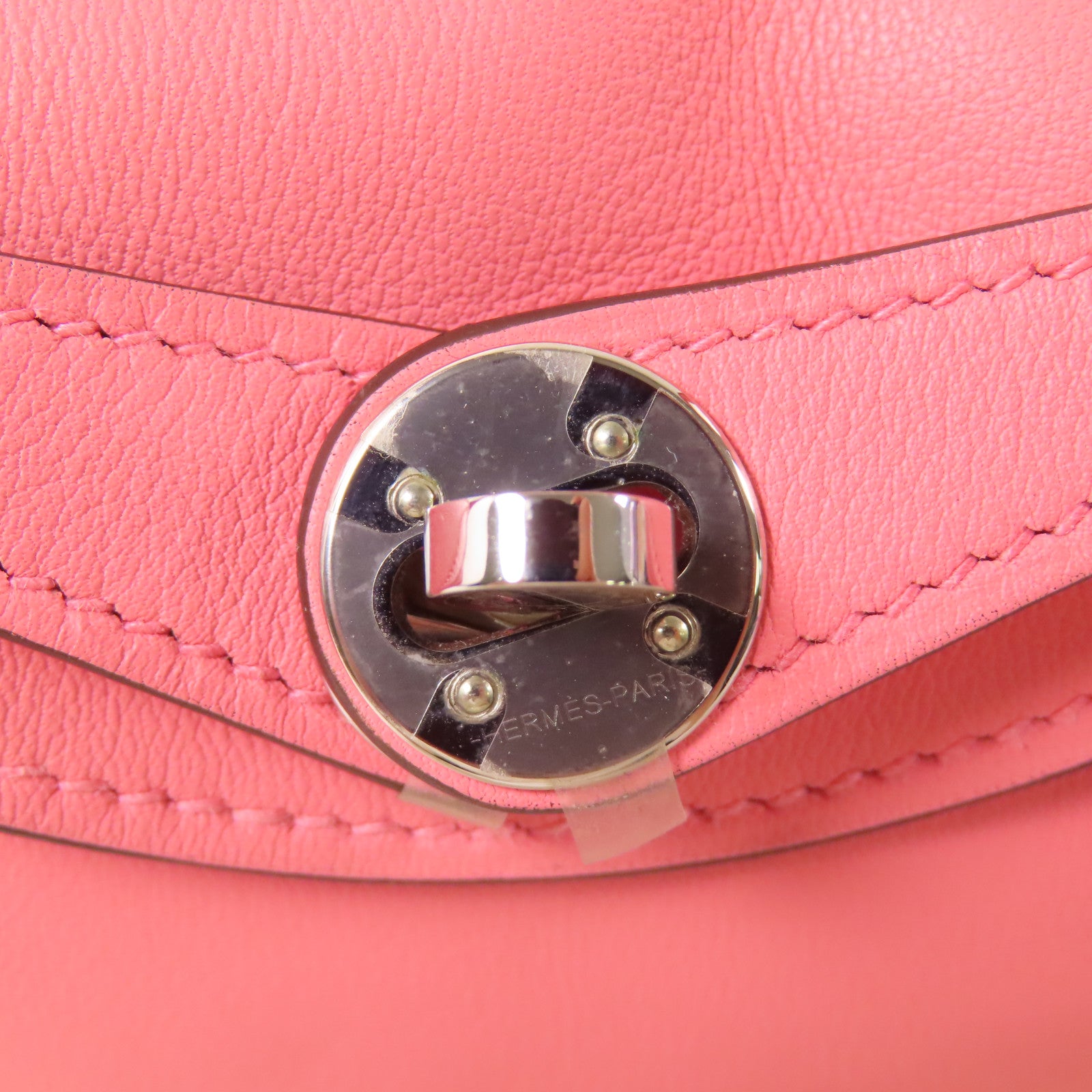 HERMES Swift皮革Mini Lindy銀扣肩背袋Rose Ete