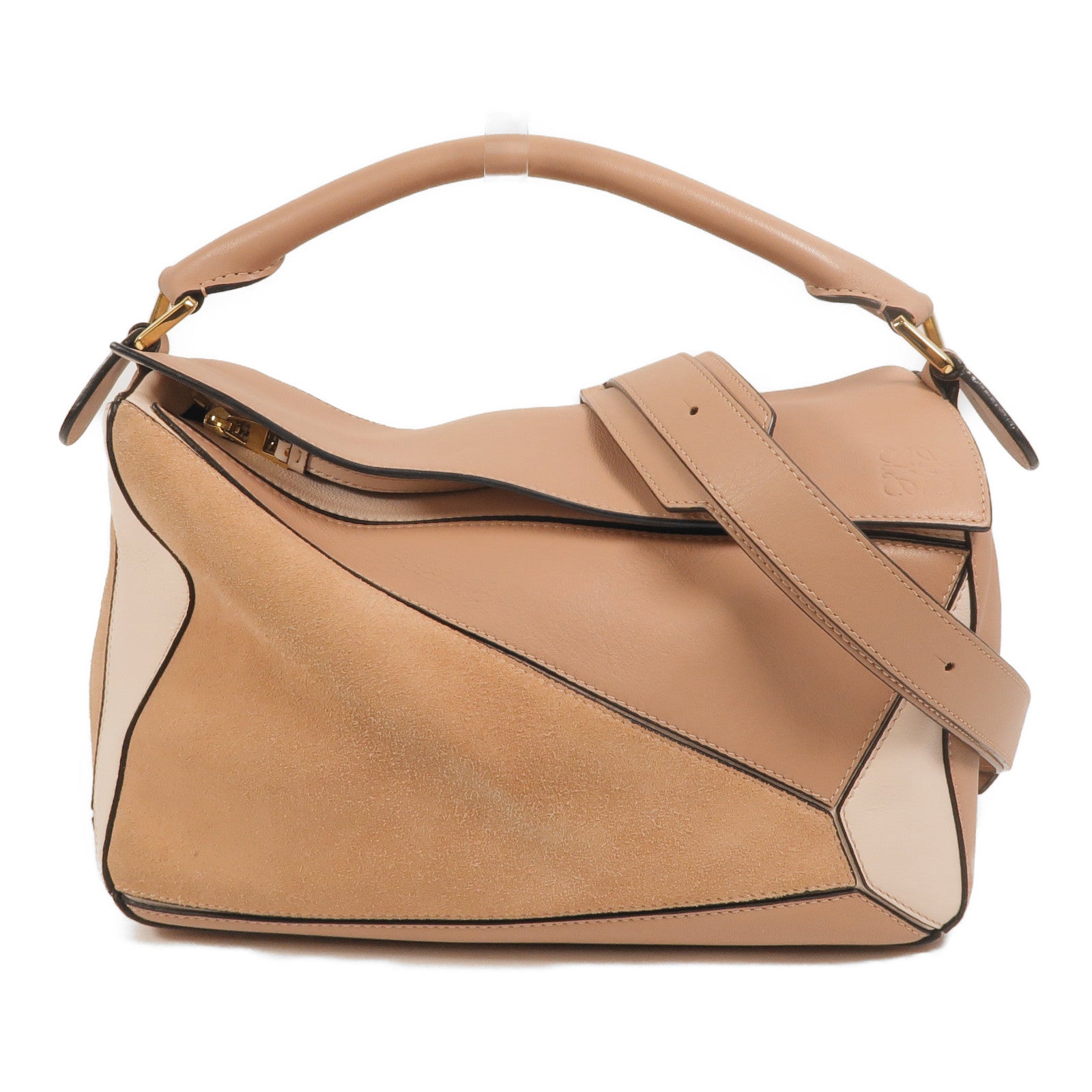 LOEWE 牛皮/麂皮皮革Puzzle Medium手挽肩背兩用袋