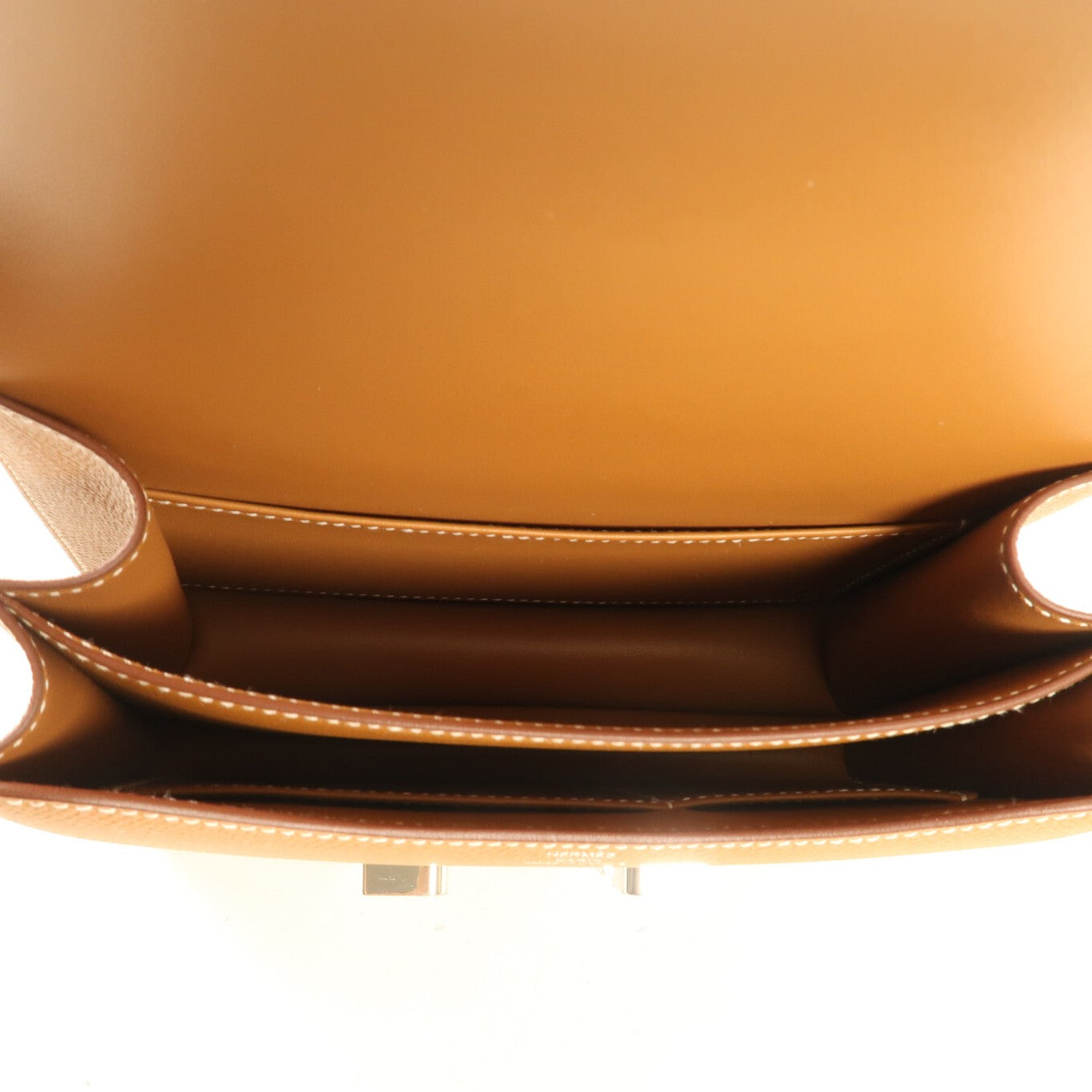 HERMES Epsom皮革Constance Mini銀扣肩背袋Gold