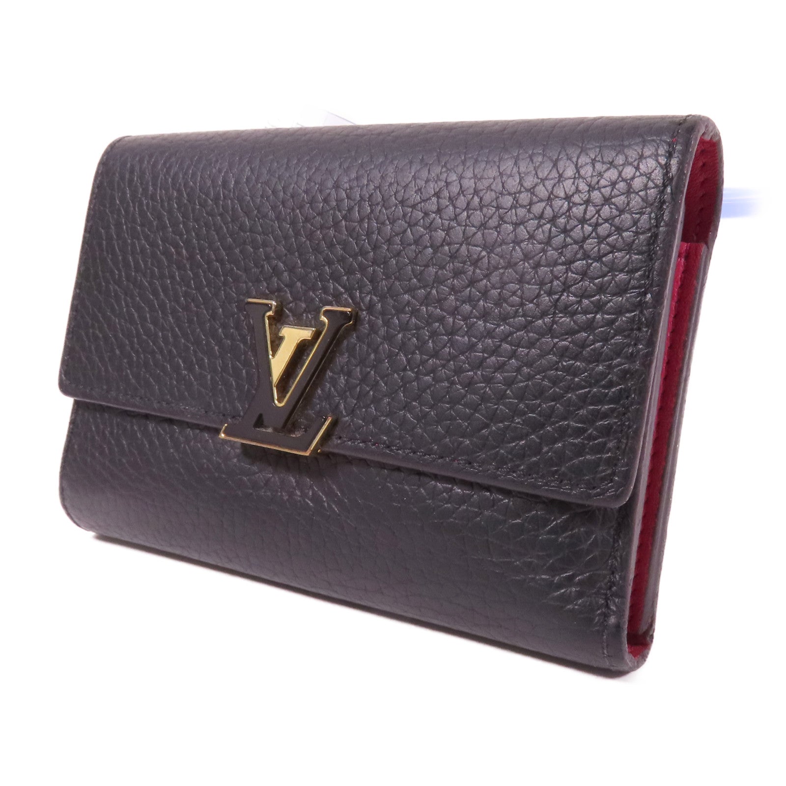 LOUIS VUITTON Taurillon Capucines Compact Trifold Wallet金扣錢包