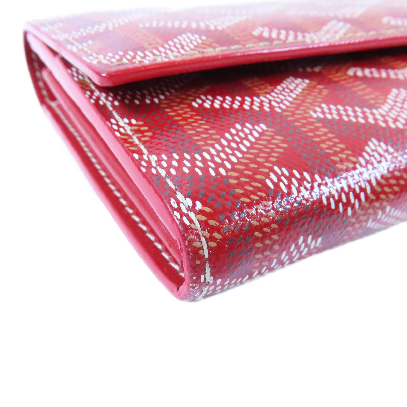 GOYARD 塗層帆布Fold Wallet銀扣長錢包紅色