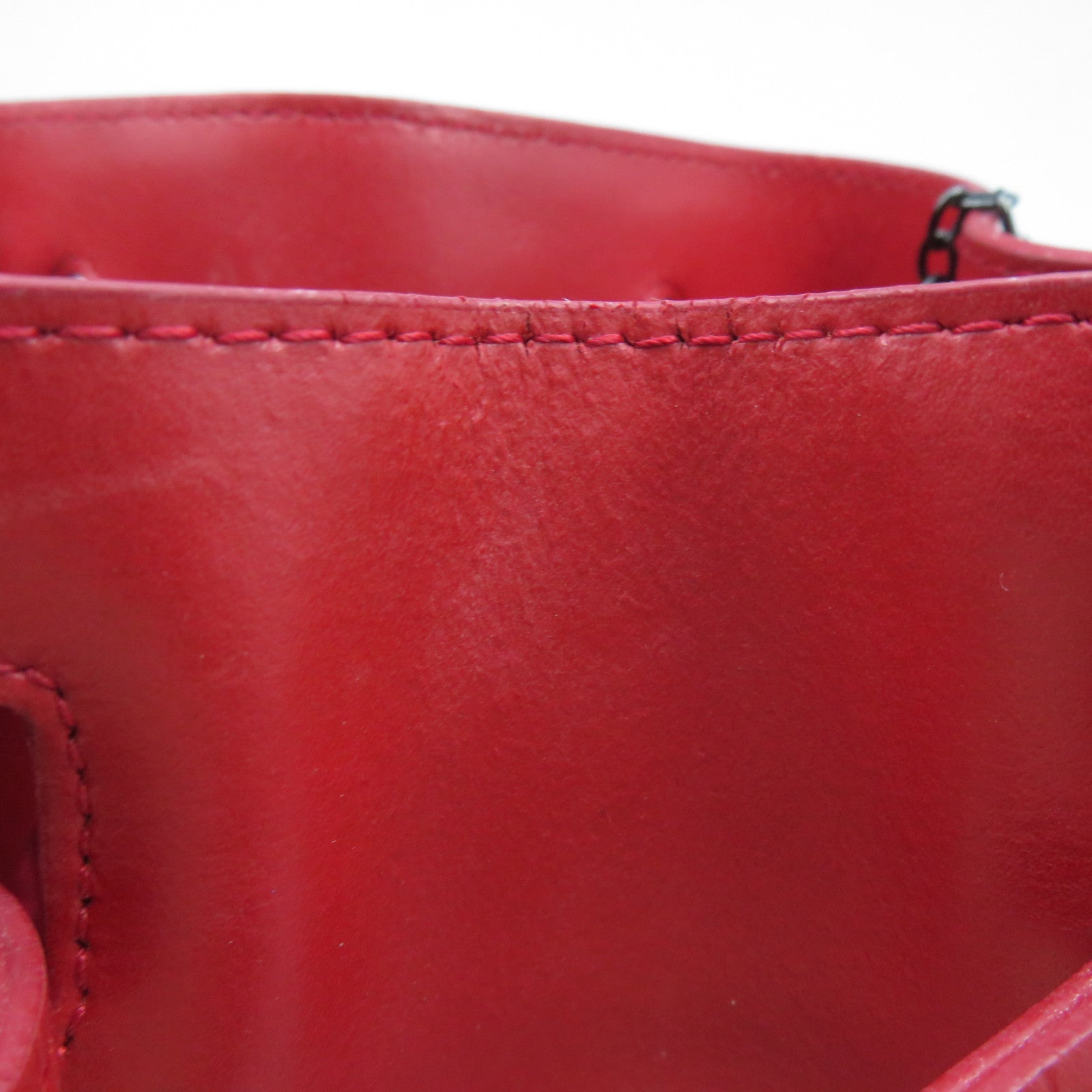 agnes b. 牛皮皮革Shoulder Bag銀扣肩背袋紅色
