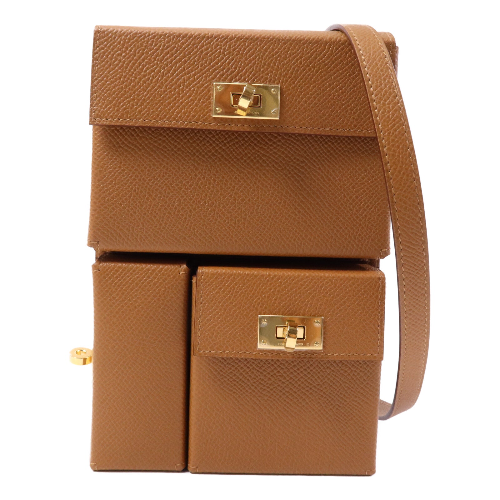 HERMES Epsom皮革Pochette Kelly Multipocket金扣肩背袋