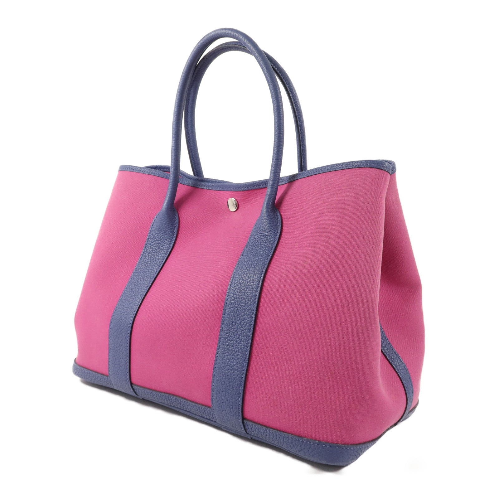 HERMES Negonda皮革/帆布GardenParty PM手挽袋Magnolia/Bleu Brighton